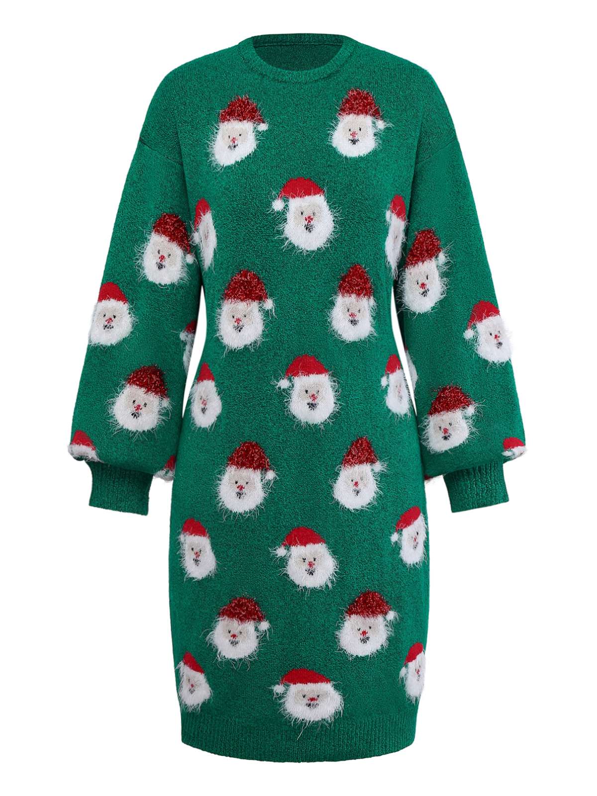 Robe pull verte de Noël motif le Père Noël des années 1960 - Image 2