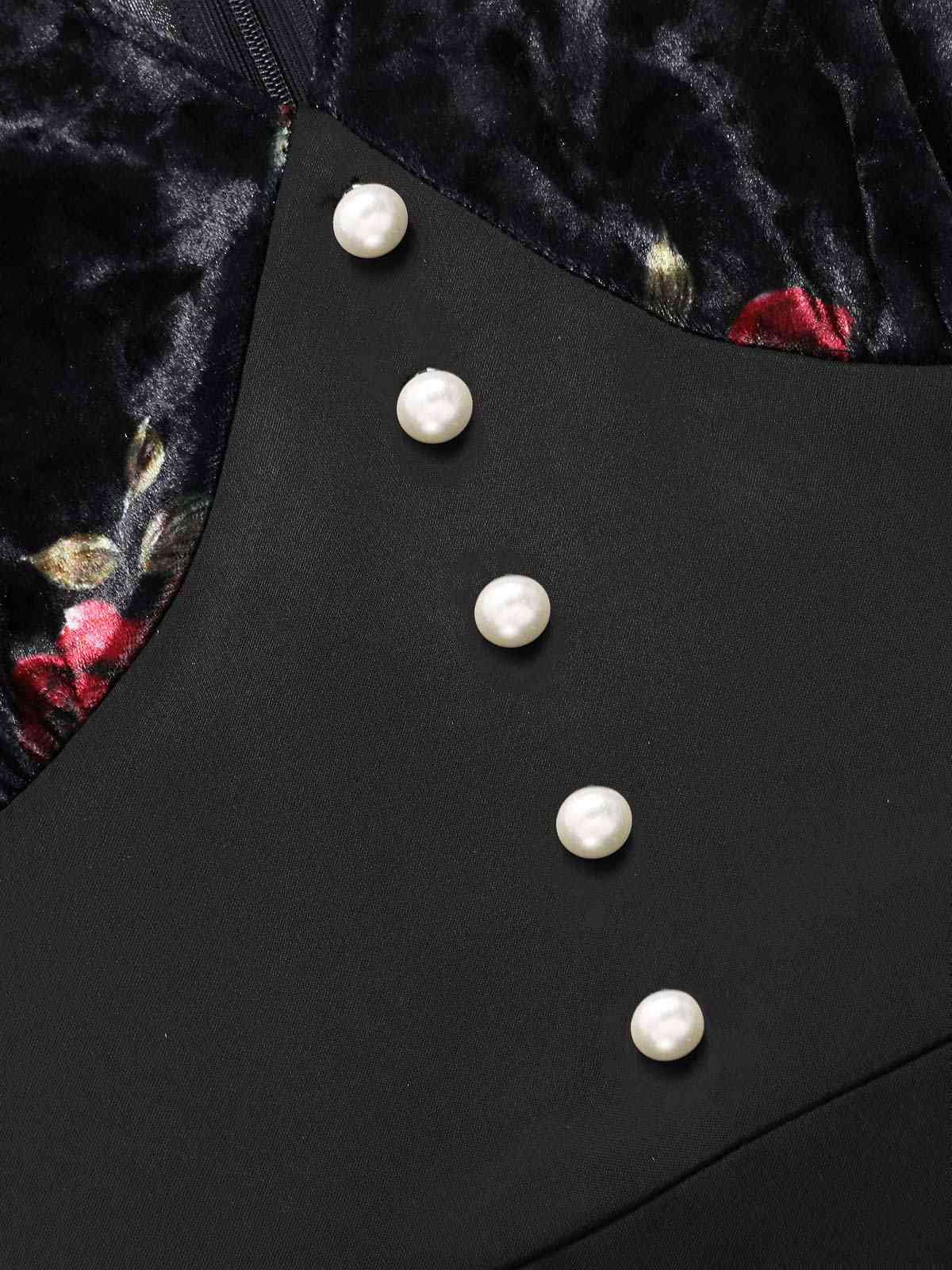 Robe queue de poisson en velours rose noir des années 1930 - Image 8