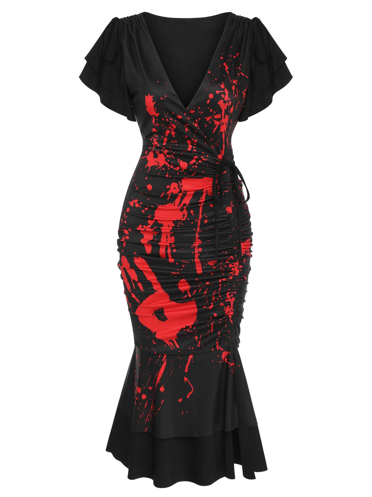 Robe queue de poisson noire à empreinte de sang des années 1930 - Image 2