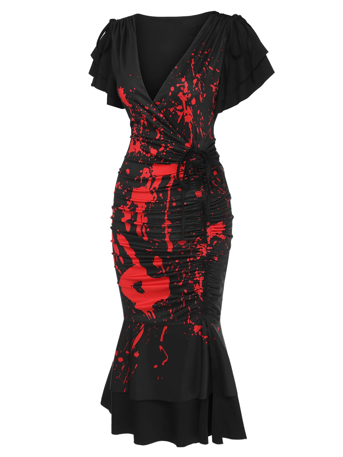 Robe queue de poisson noire à empreinte de sang des années 1930 - Image 3