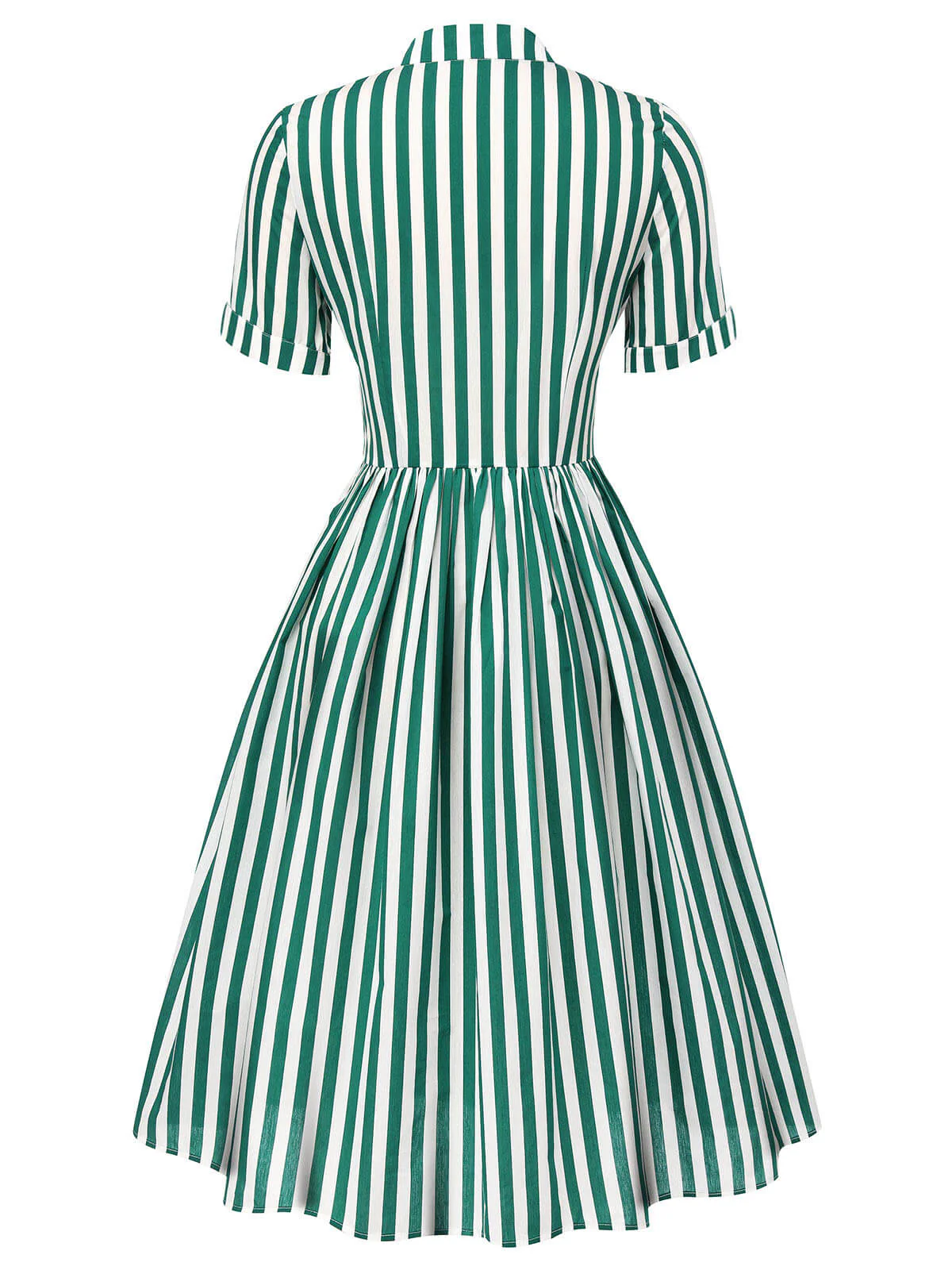 Robe rayée vert foncé des années 1950 à col noué - Image 4