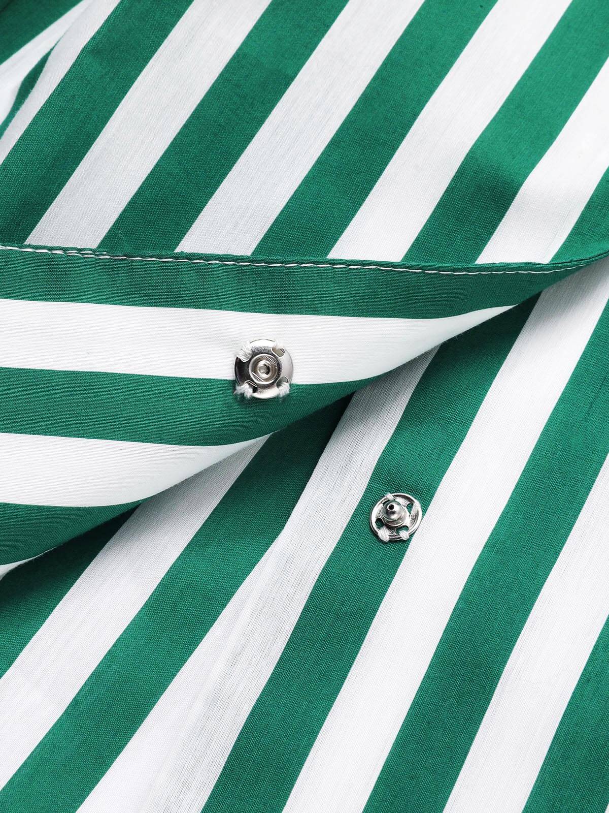 Robe rayée vert foncé des années 1950 à col noué - Image 7