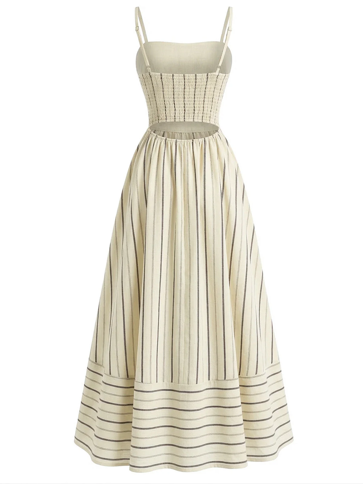 Robe rayée à fines bretelles smocks ajourés années 1930 - Image 11