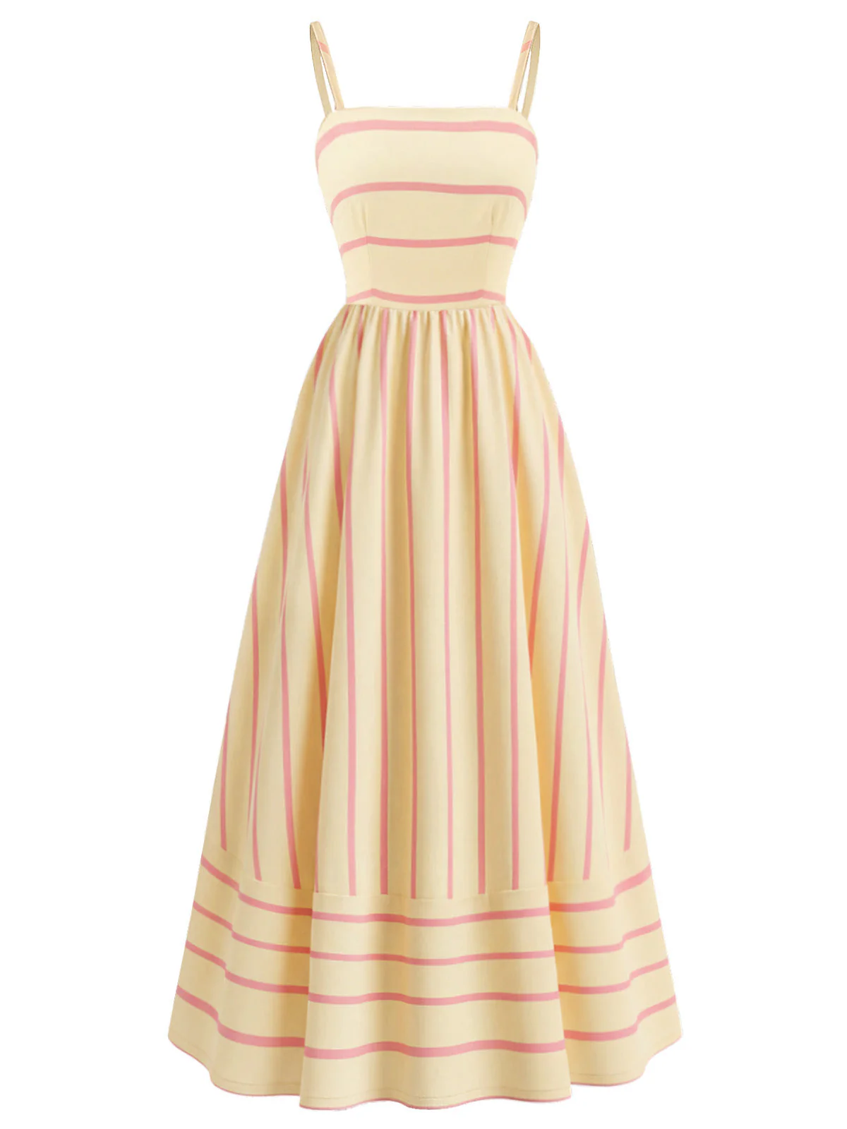 Robe rayée à fines bretelles smocks ajourés années 1930 - Image 4