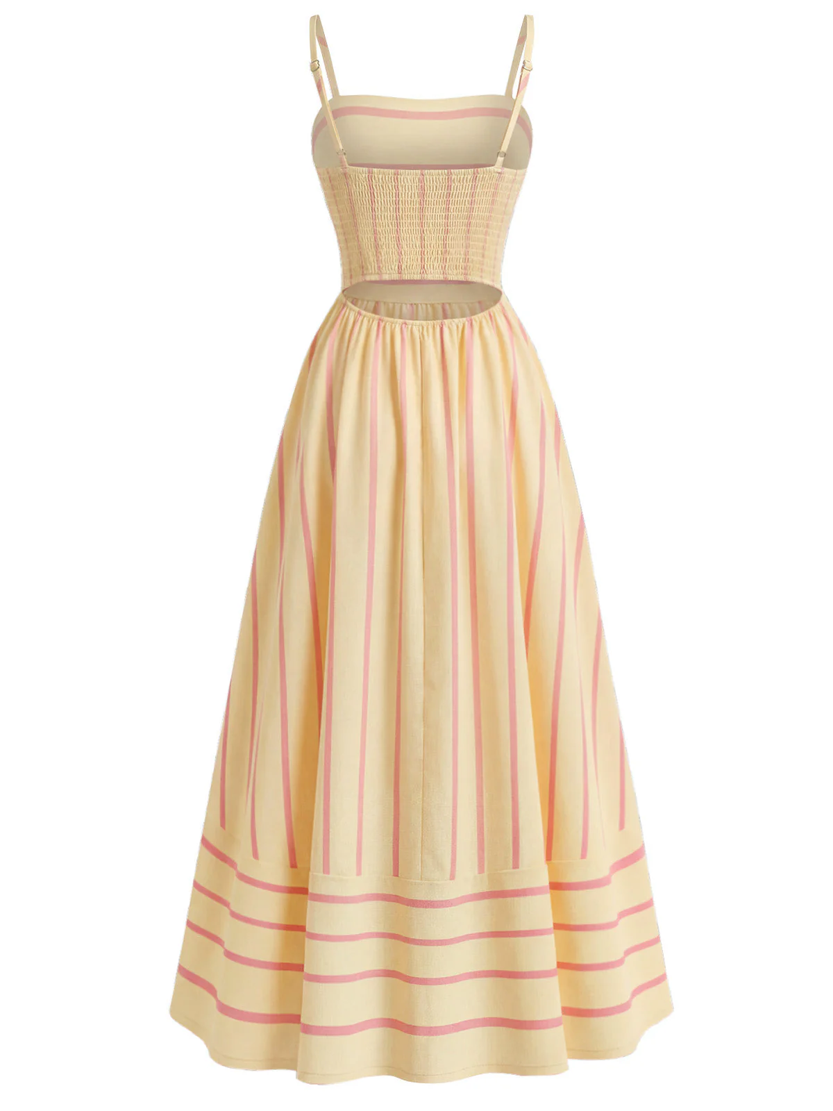 Robe rayée à fines bretelles smocks ajourés années 1930 - Image 5
