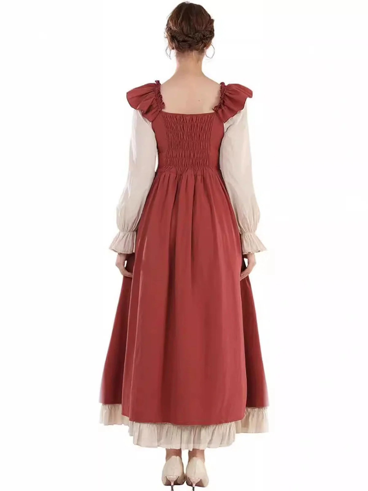 Robe Renaissance à lacets et volants colorblock des années 1930 - Image 3