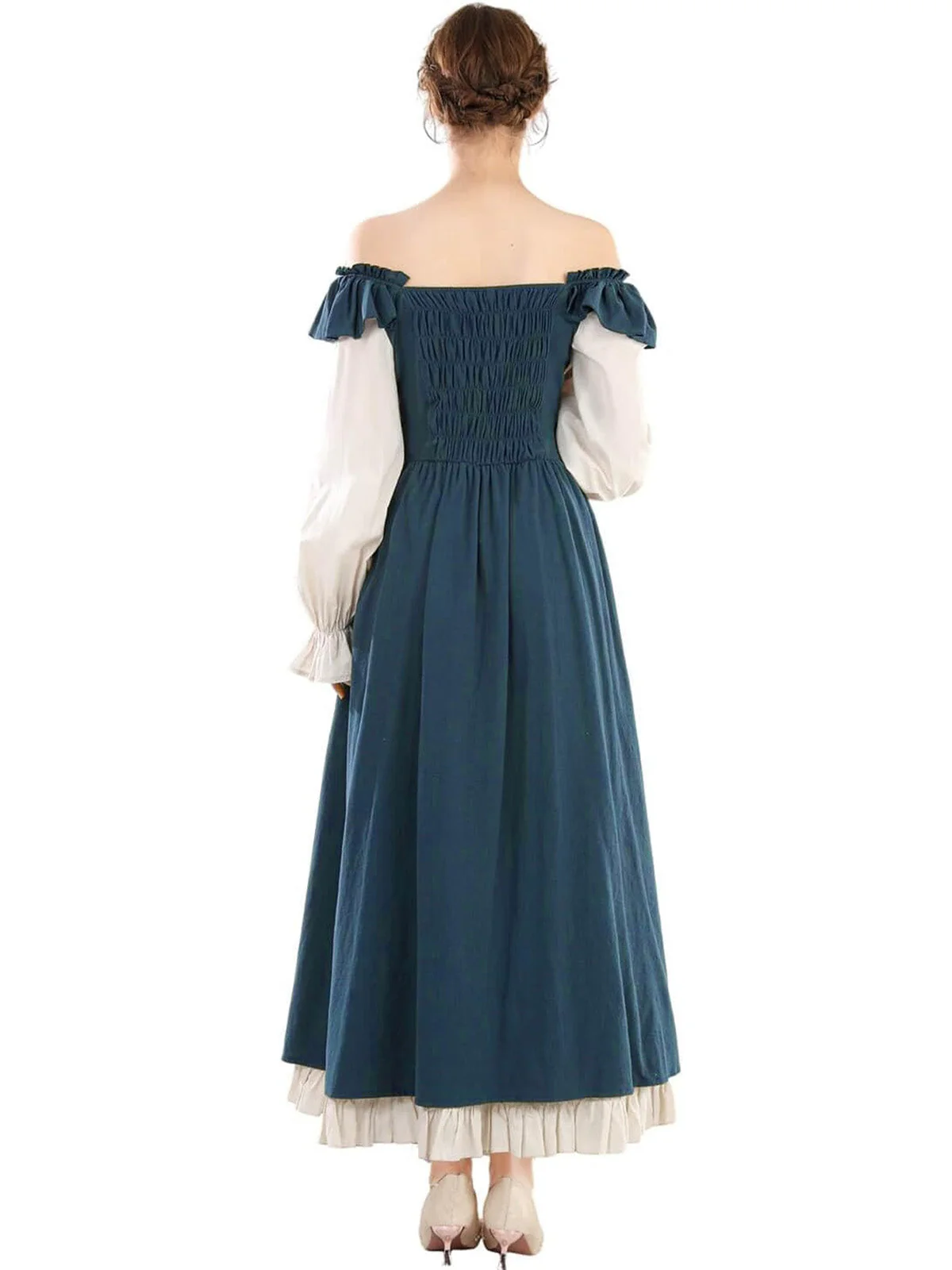 Robe Renaissance à lacets et volants colorblock des années 1930 - Image 4