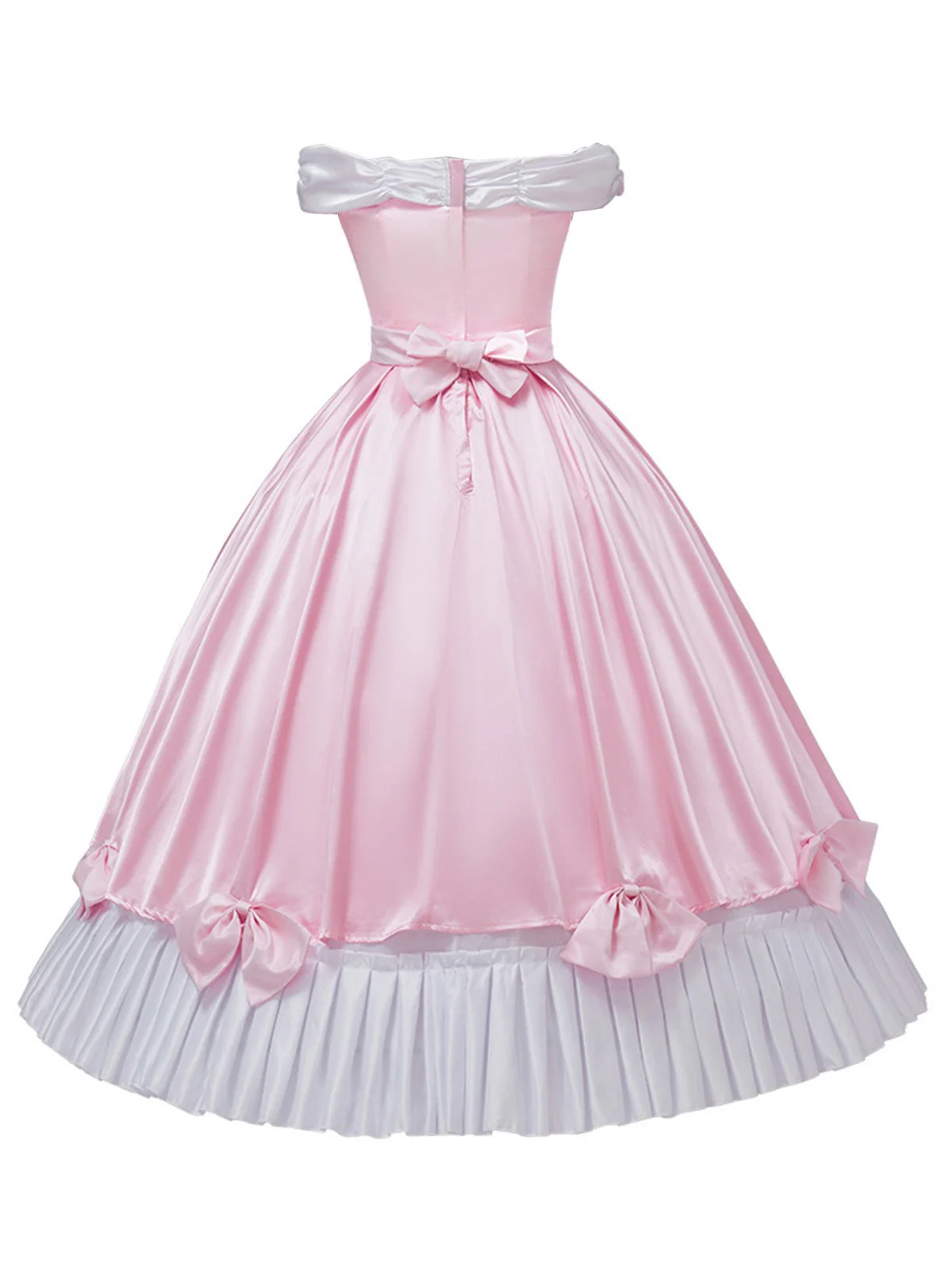 Robe rose à épaules dénudées plissée et ornée d'un nœud en satin années 50 - Image 4