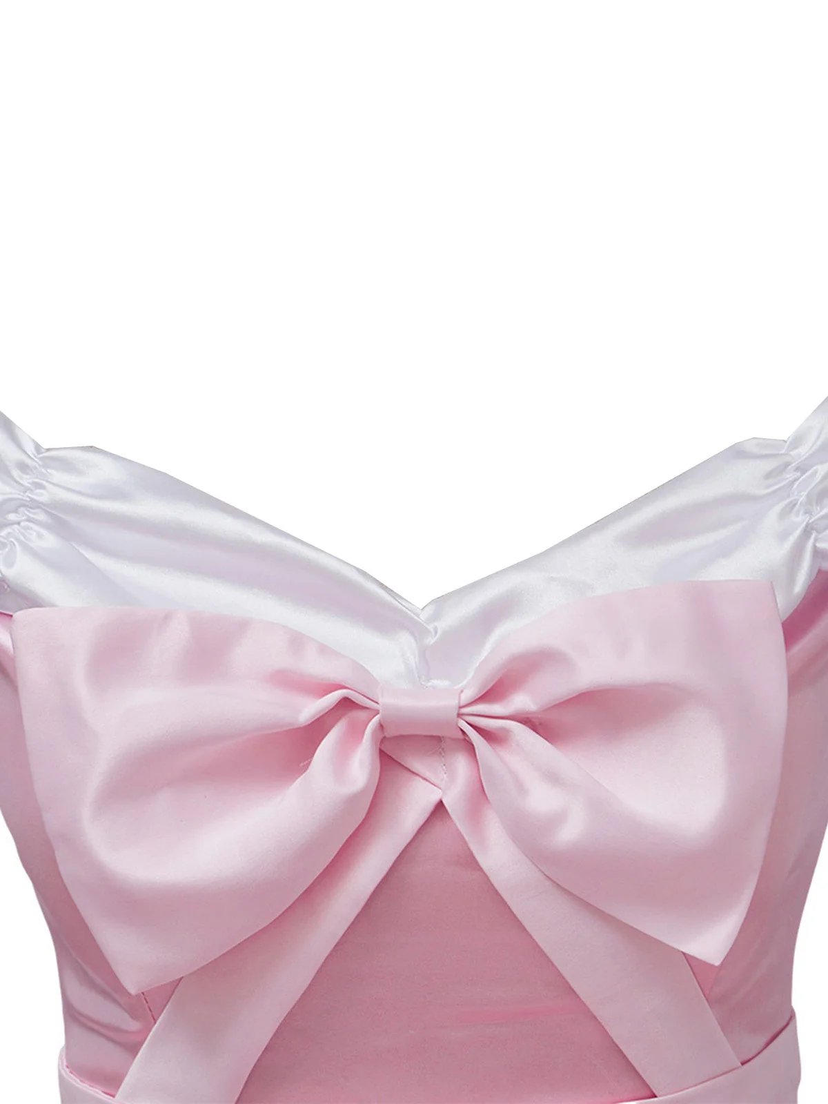 Robe rose à épaules dénudées plissée et ornée d'un nœud en satin années 50 - Image 5