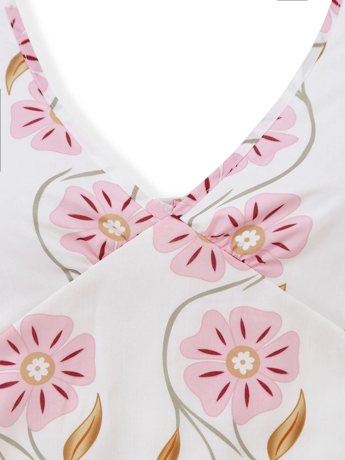 Robe rose bretelles spaghetti et imprimé floral années 1960 - Image 5