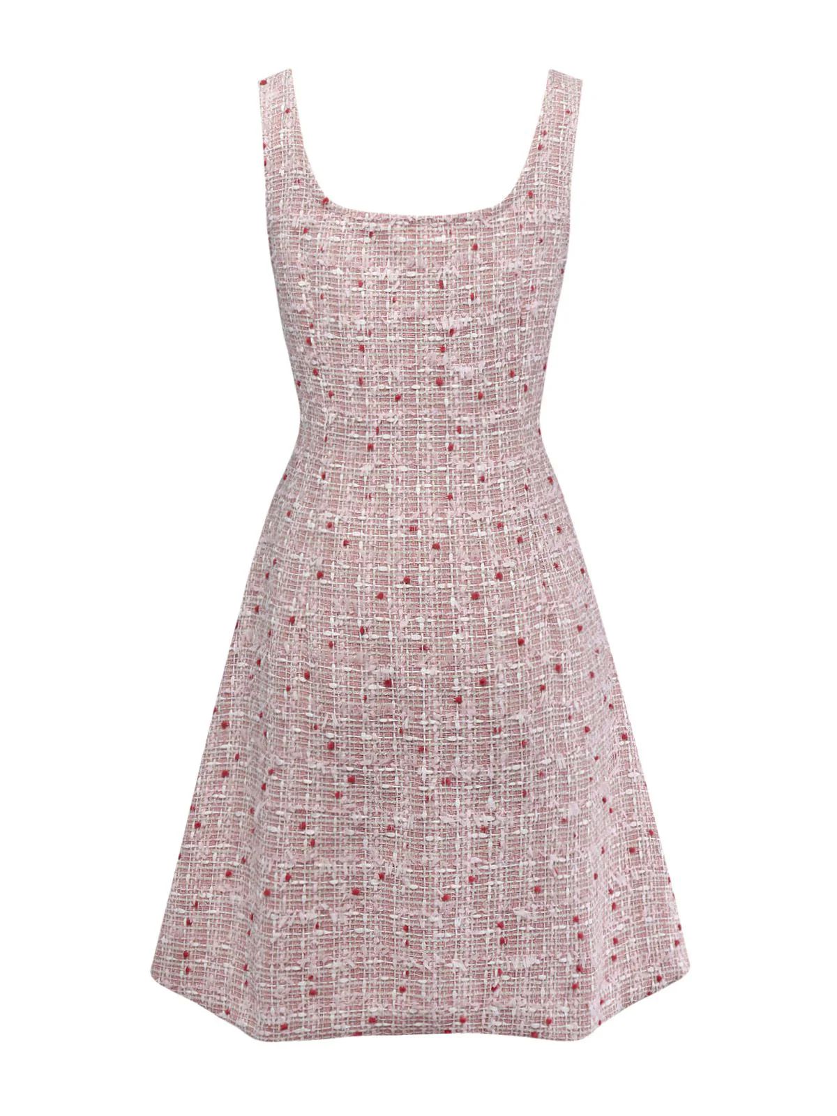 Robe rose chasuble courte en tweed à carreaux années 1960 - Image 4