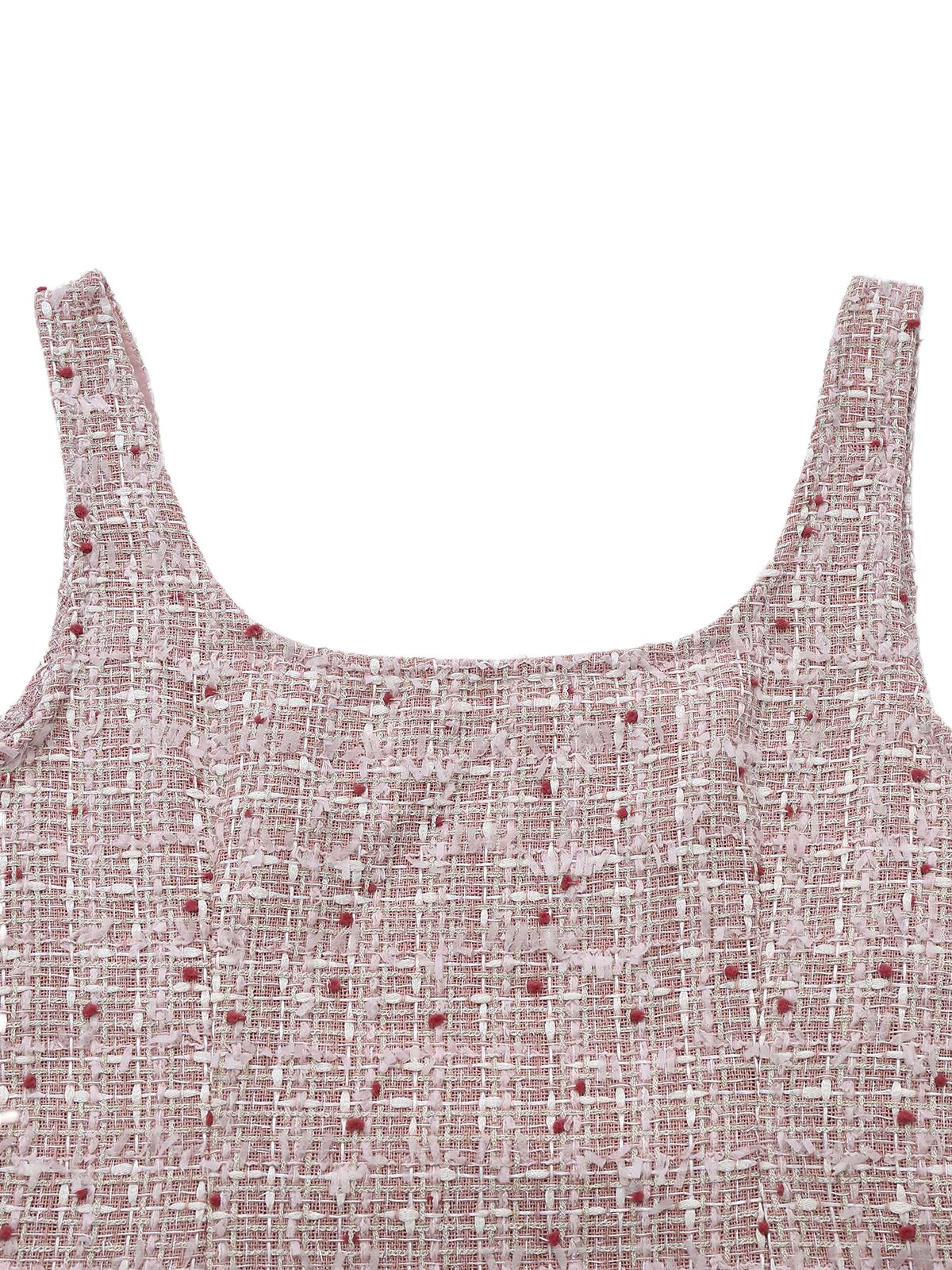 Robe rose chasuble courte en tweed à carreaux années 1960 - Image 5
