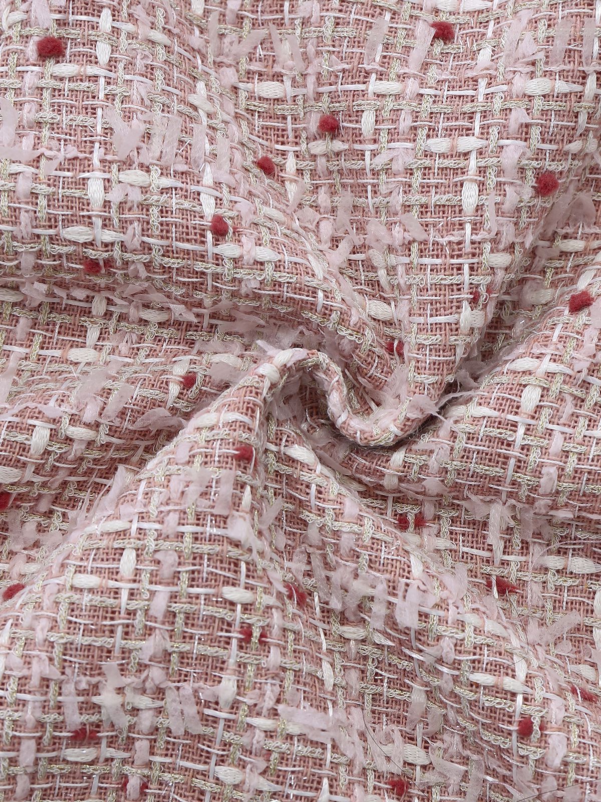 Robe rose chasuble courte en tweed à carreaux années 1960 - Image 7