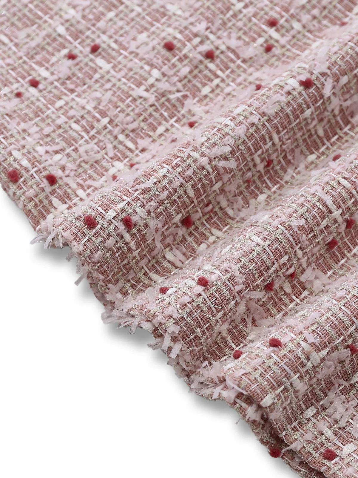 Robe rose chasuble courte en tweed à carreaux années 1960 - Image 8