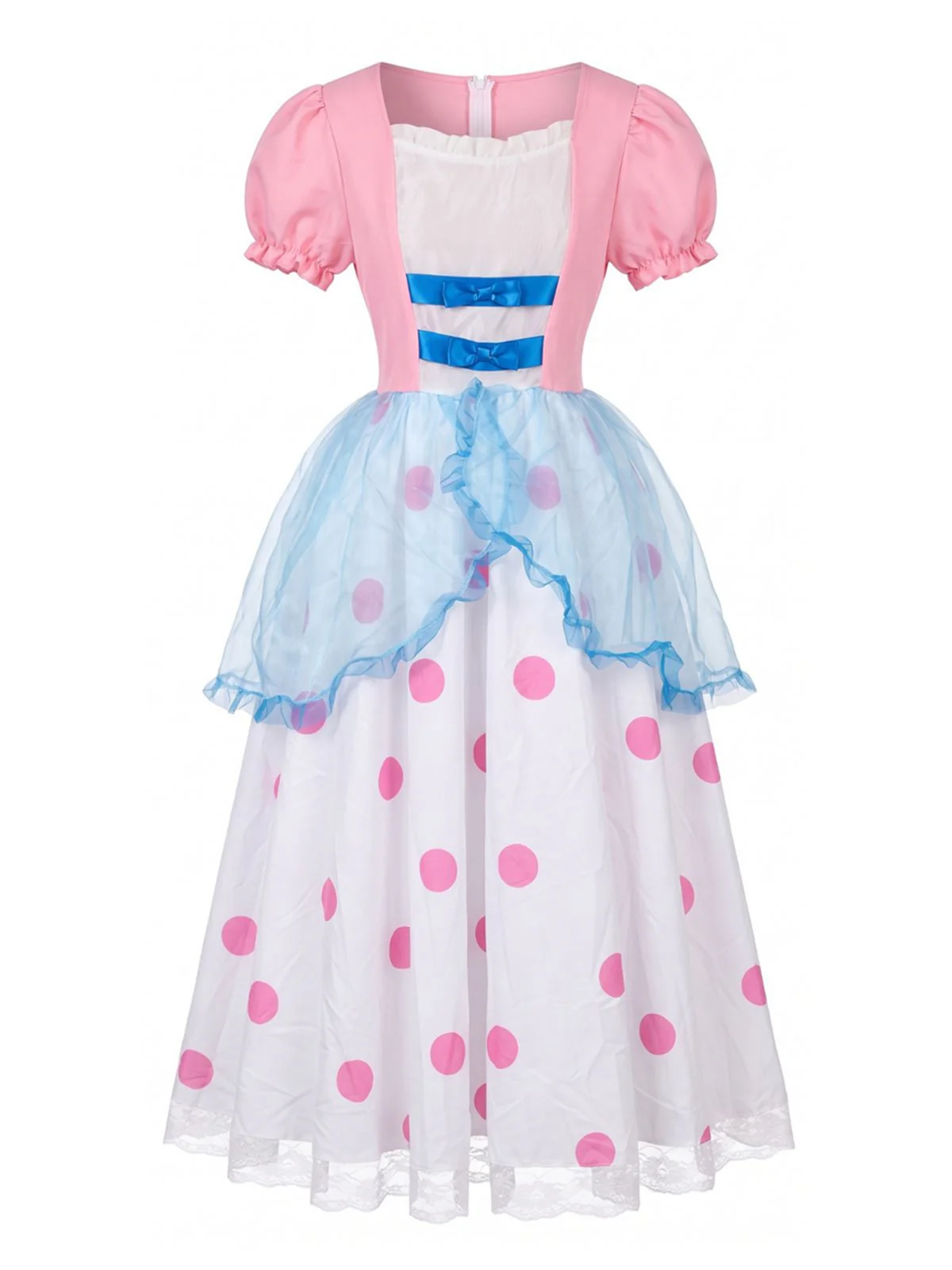 Robe Rose Cosplay Bo Peep à Pois Manches Bouffantes Années 40 - Image 2