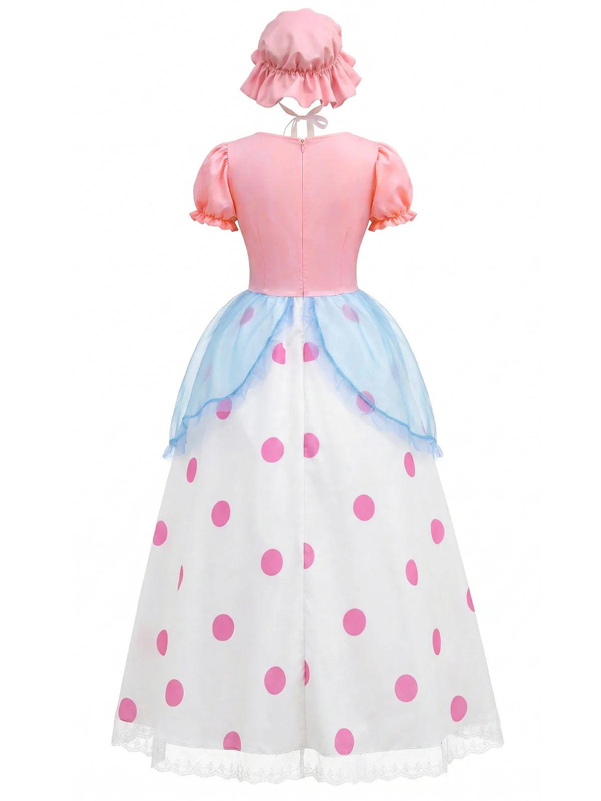 Robe Rose Cosplay Bo Peep à Pois Manches Bouffantes Années 40 - Image 3