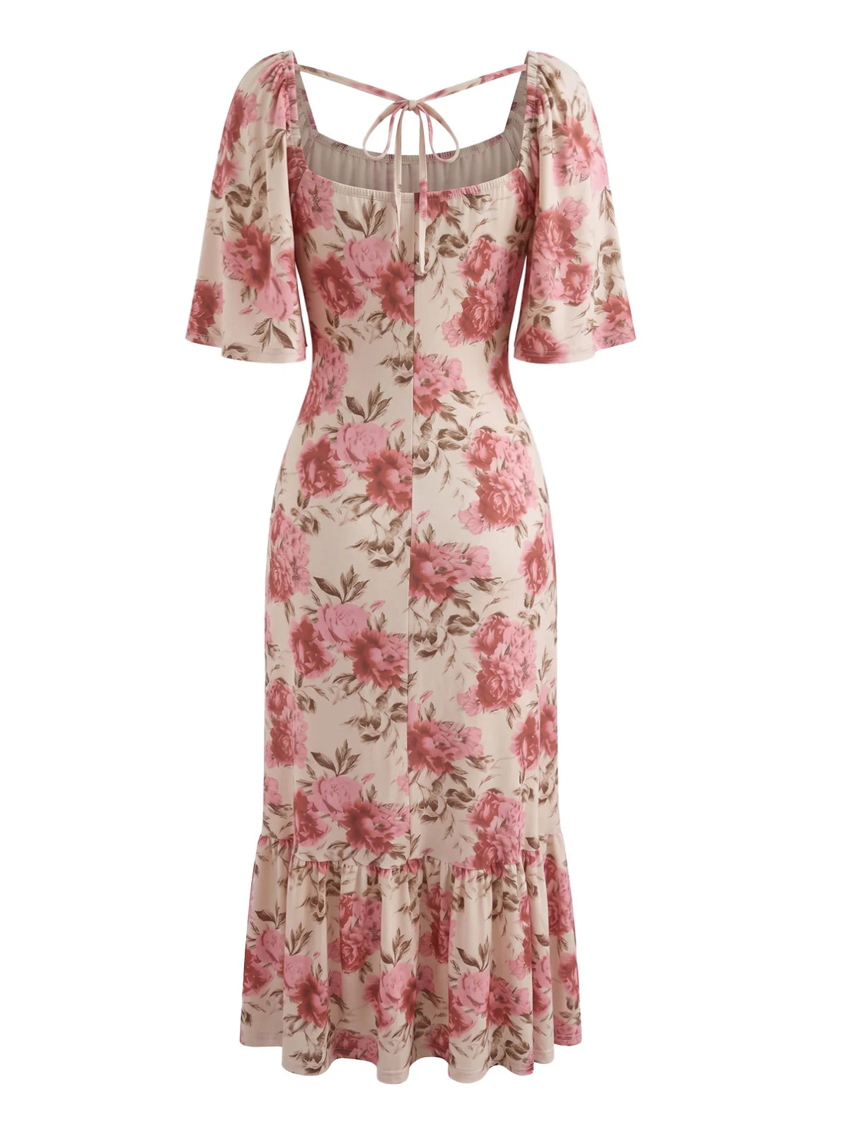 Robe Rose Manches Bouffantes Midi Années 1930 - Image 3