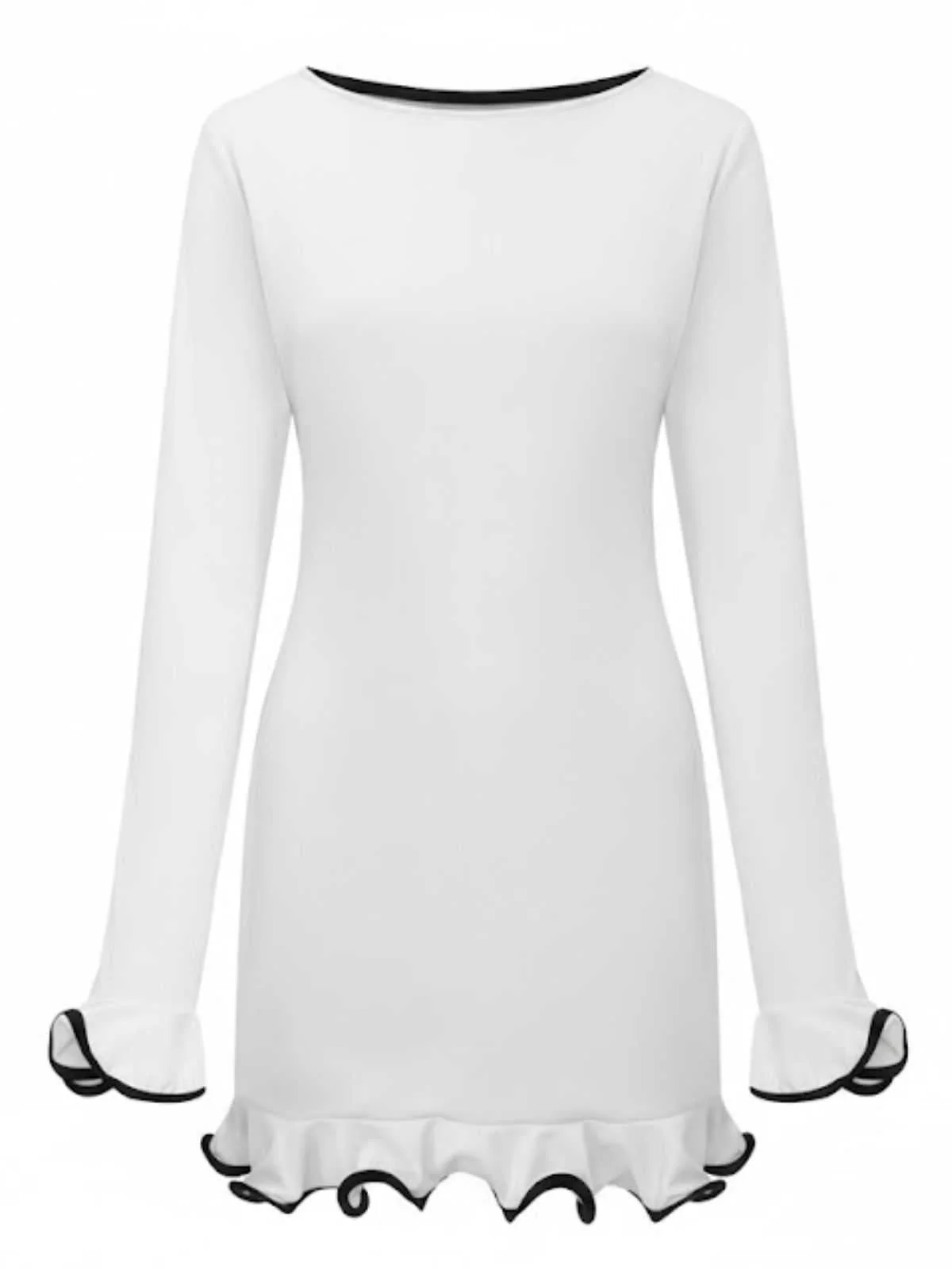 Robe rose manches longues et ourlet volants style années 60 - Image 10