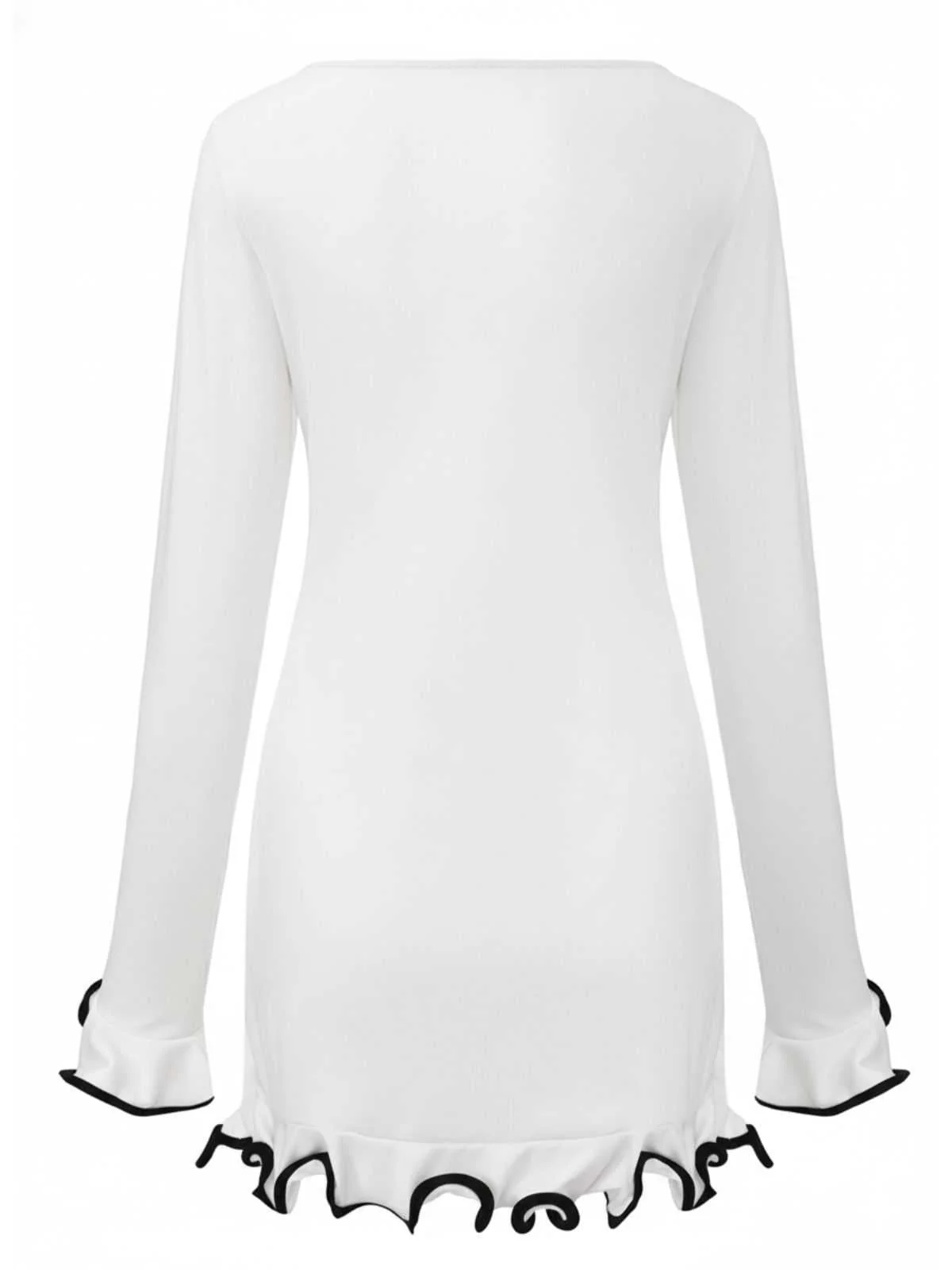 Robe rose manches longues et ourlet volants style années 60 - Image 11
