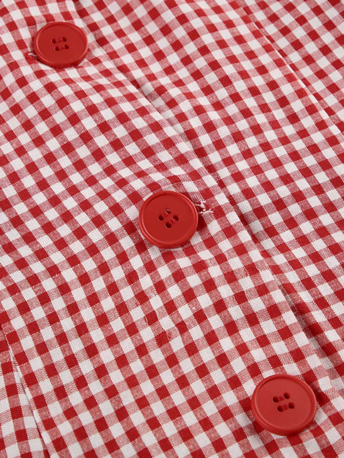 Robe rouge à carreaux vichy boutonnée sans manches des années 1960 - Image 4