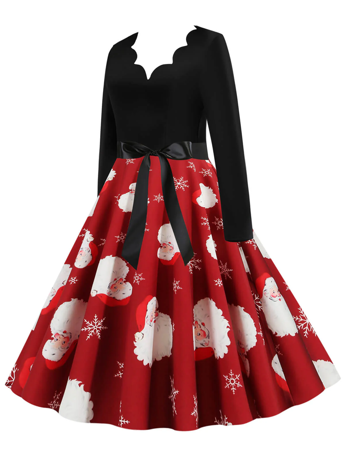 Robe rouge avec ceinture à col en V du Père Noël des années 1950 - Image 3