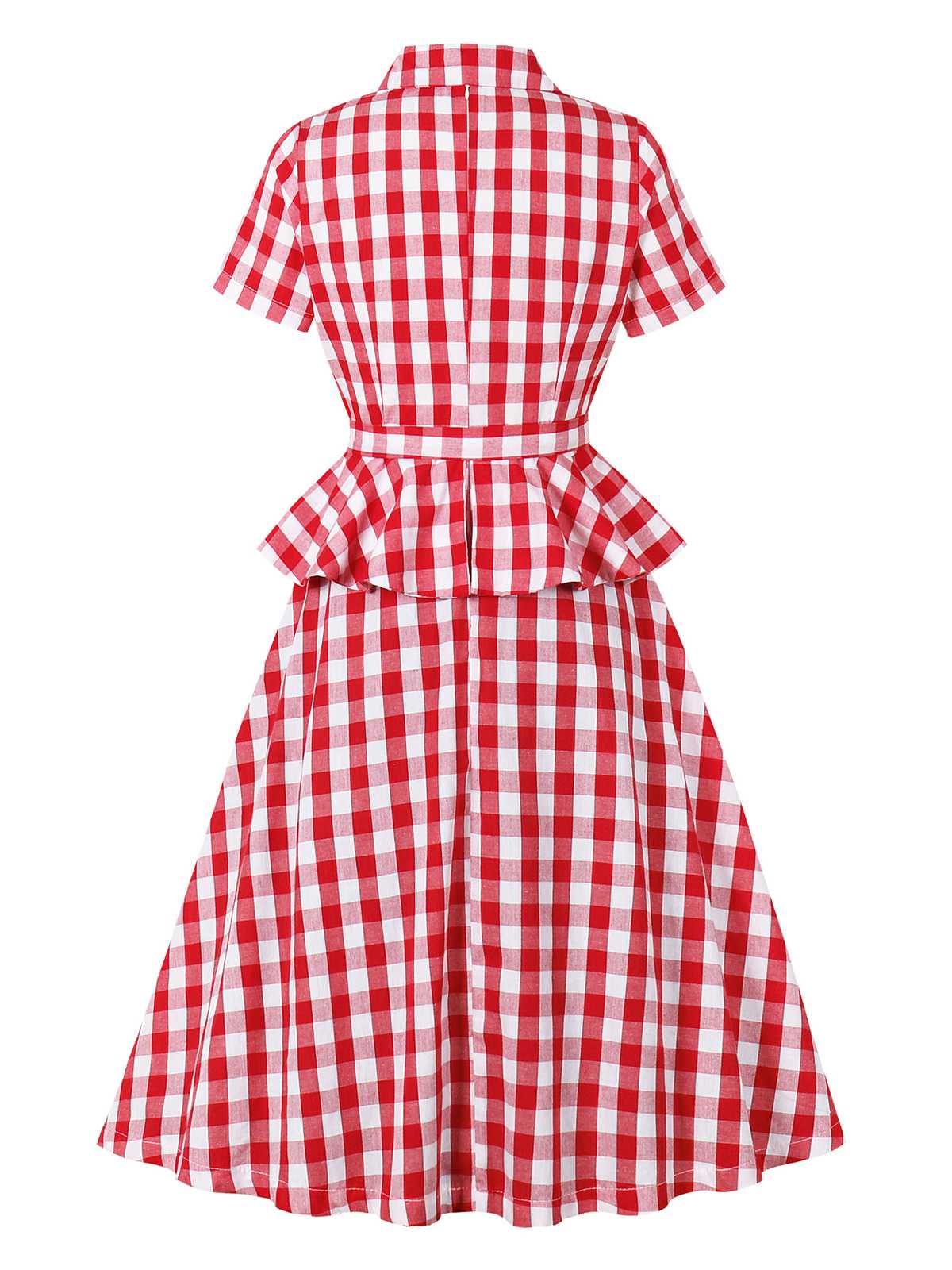 Robe rouge à carreaux vichy en pur coton avec ceinture des années 1950 - Image 2