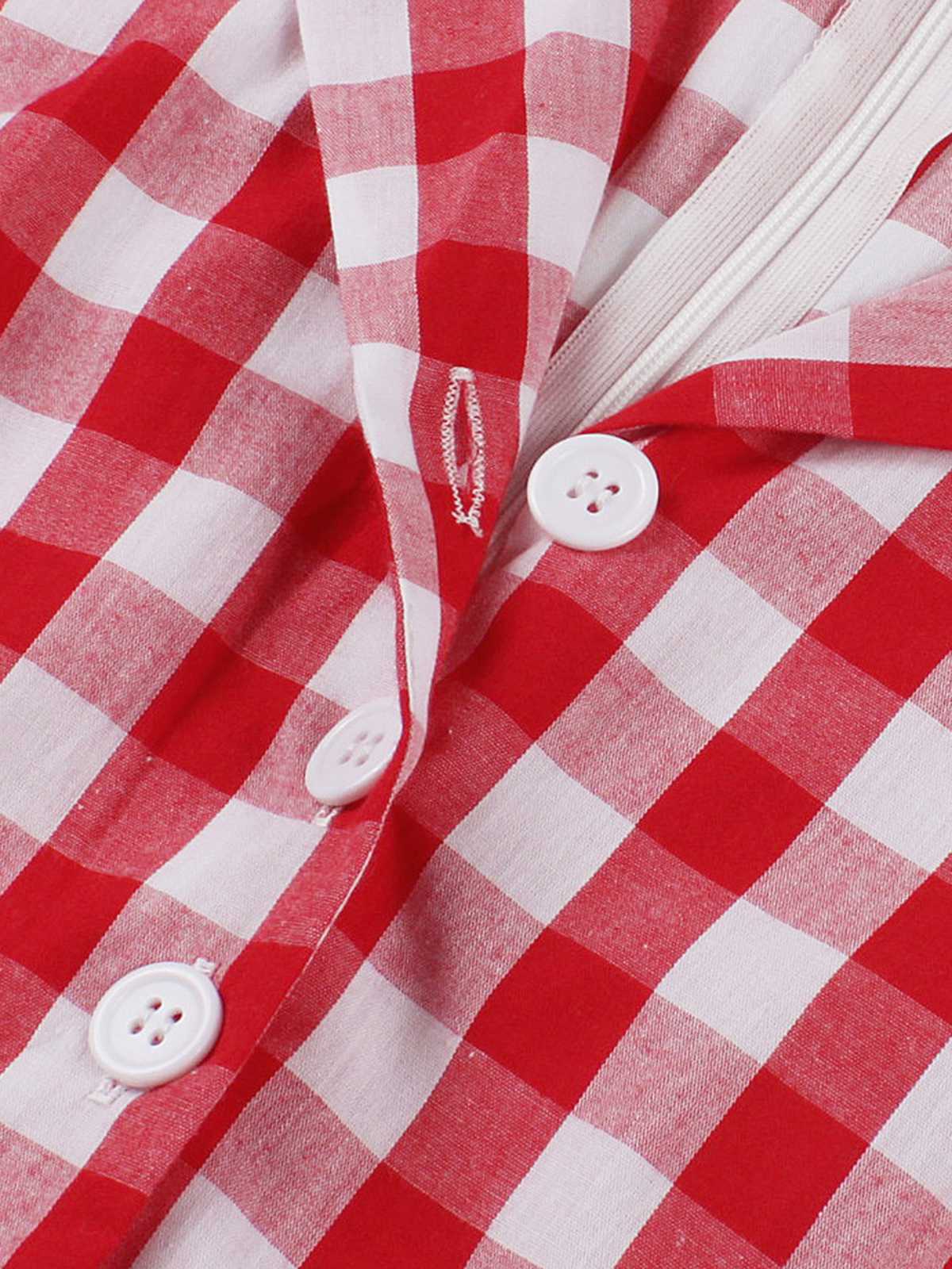 Robe rouge à carreaux vichy en pur coton avec ceinture des années 1950 - Image 3