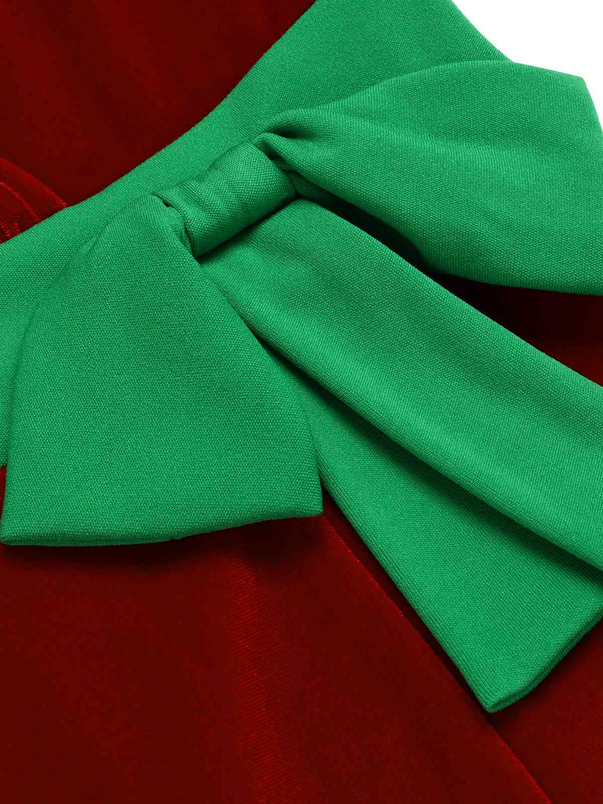 Robe rouge contrastée à ourlet ondulé de Noël des années 1960 - Image 6