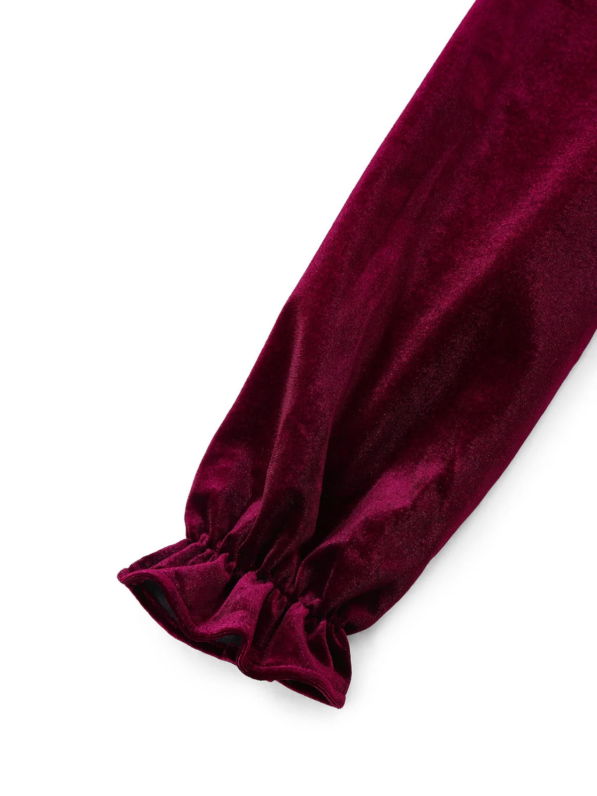 Robe rouge en velours à col volanté et manches lanternes années 1950 - Image 5