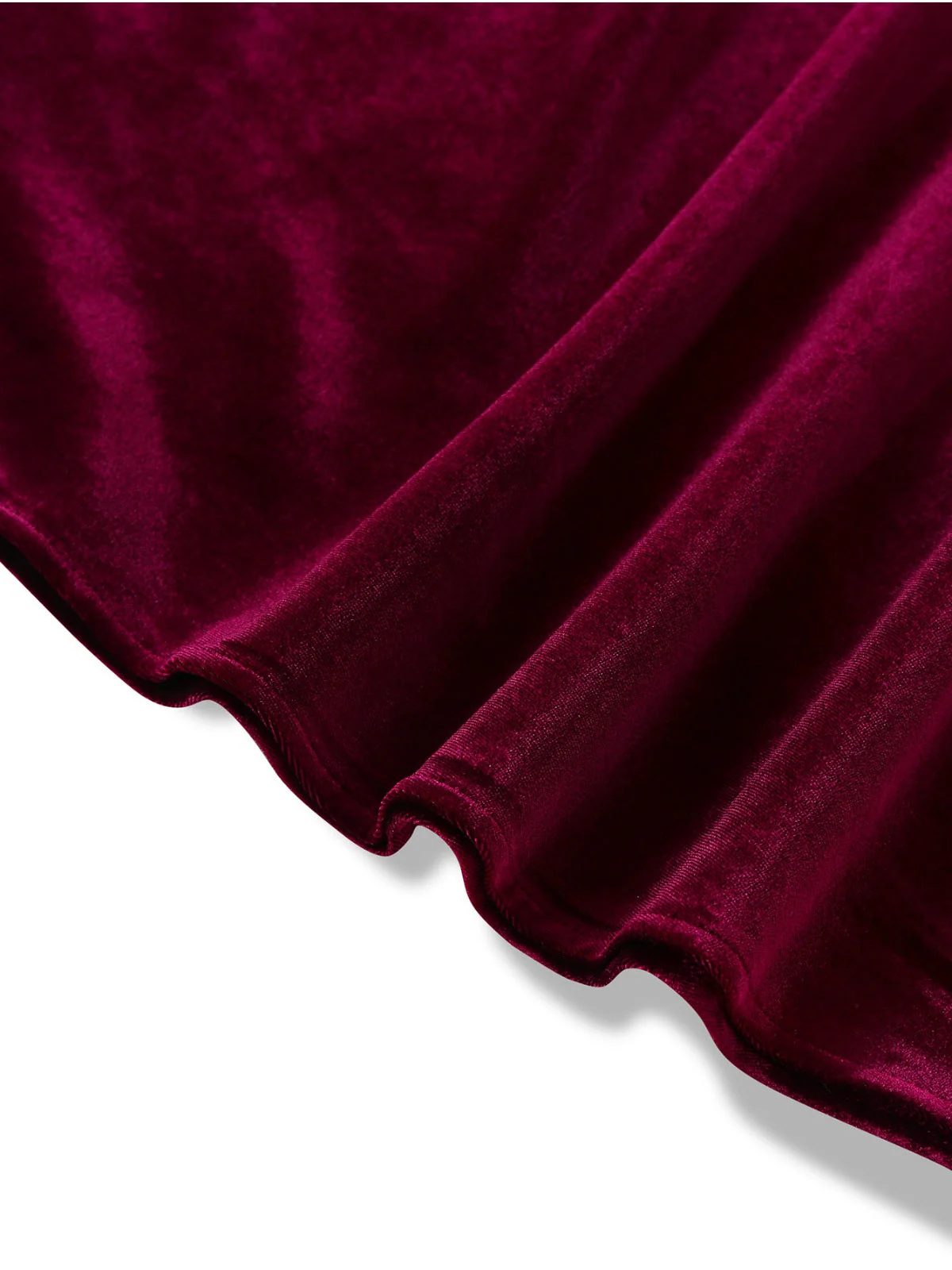 Robe rouge en velours à col volanté et manches lanternes années 1950 - Image 6