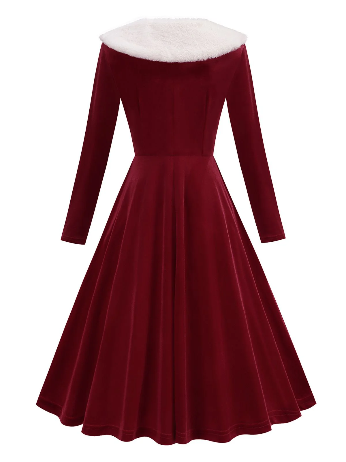 Robe rouge en velours col en fourrure et perles style Père Noël des années 1950 - Image 3