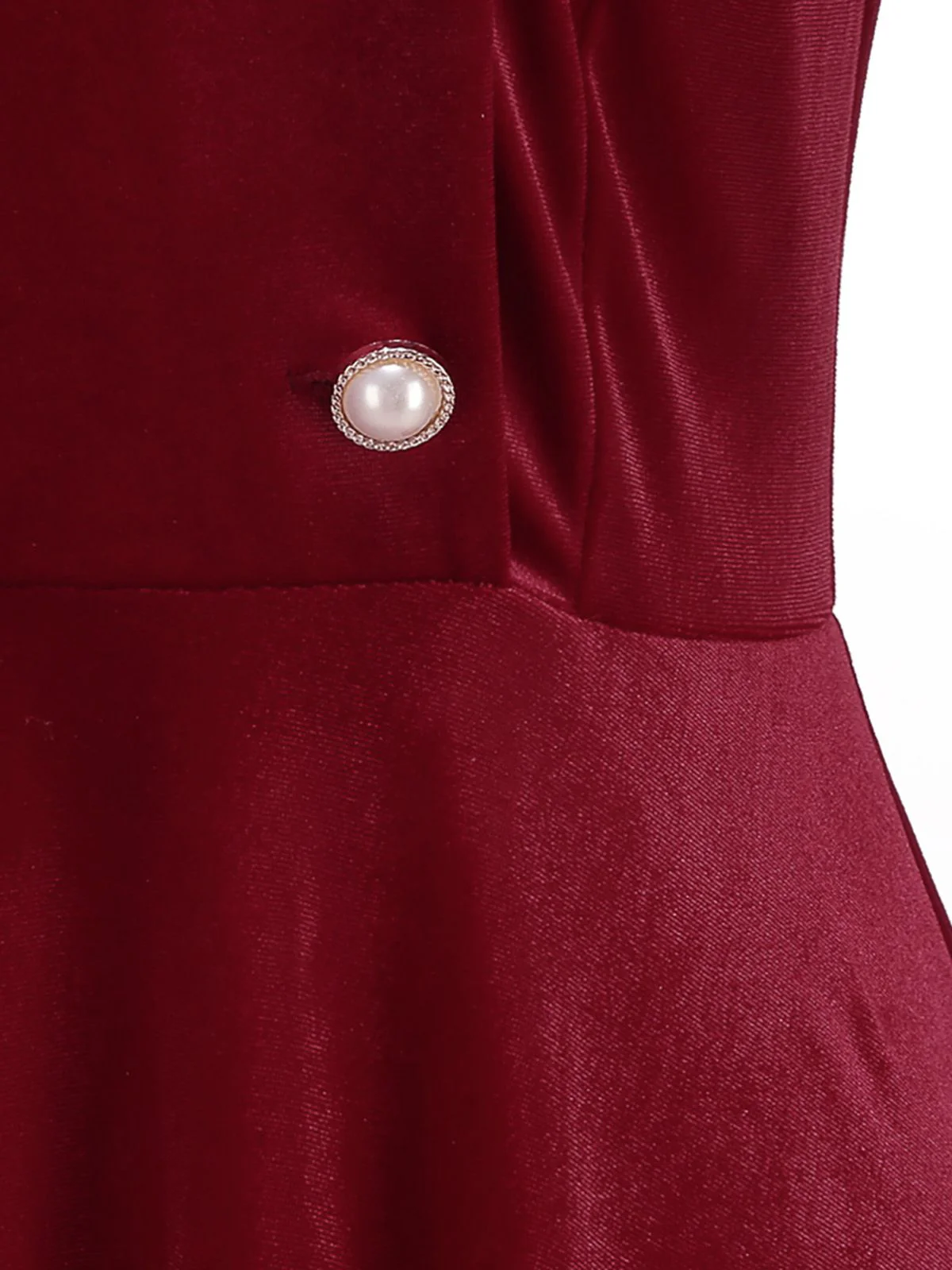 Robe rouge en velours col en fourrure et perles style Père Noël des années 1950 - Image 6