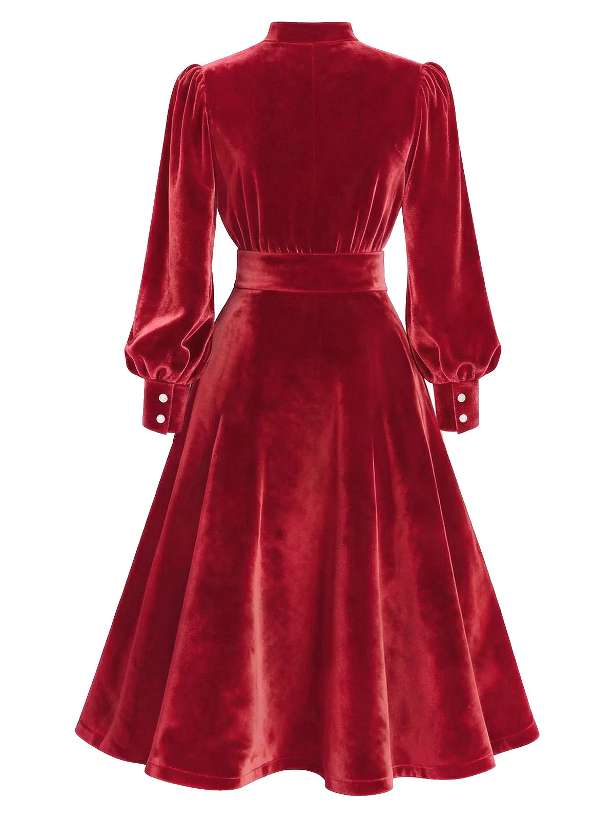 Robe verte en velours perlé et col en V années 1950 - Image 5
