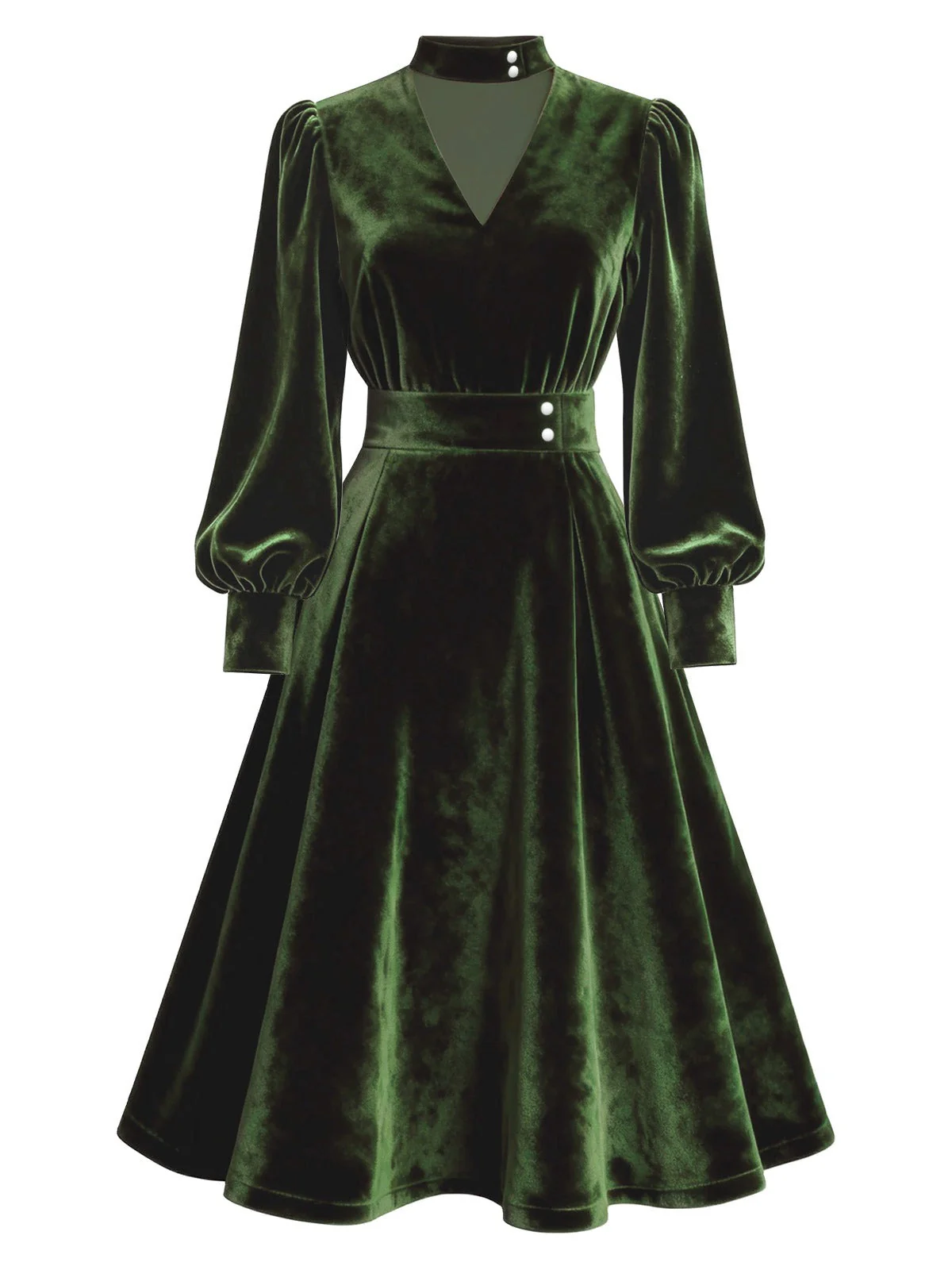Robe rouge en velours perlé et col en V années 1950 - Image 5
