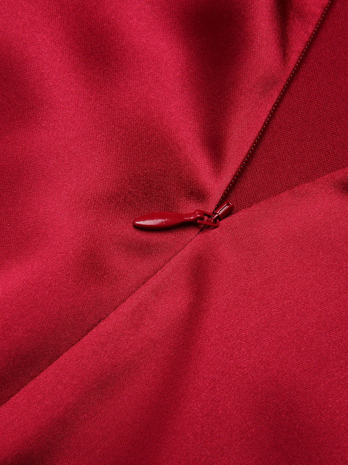 Robe rouge foncé en queue de poisson avec nœud des années 1930 - Image 8