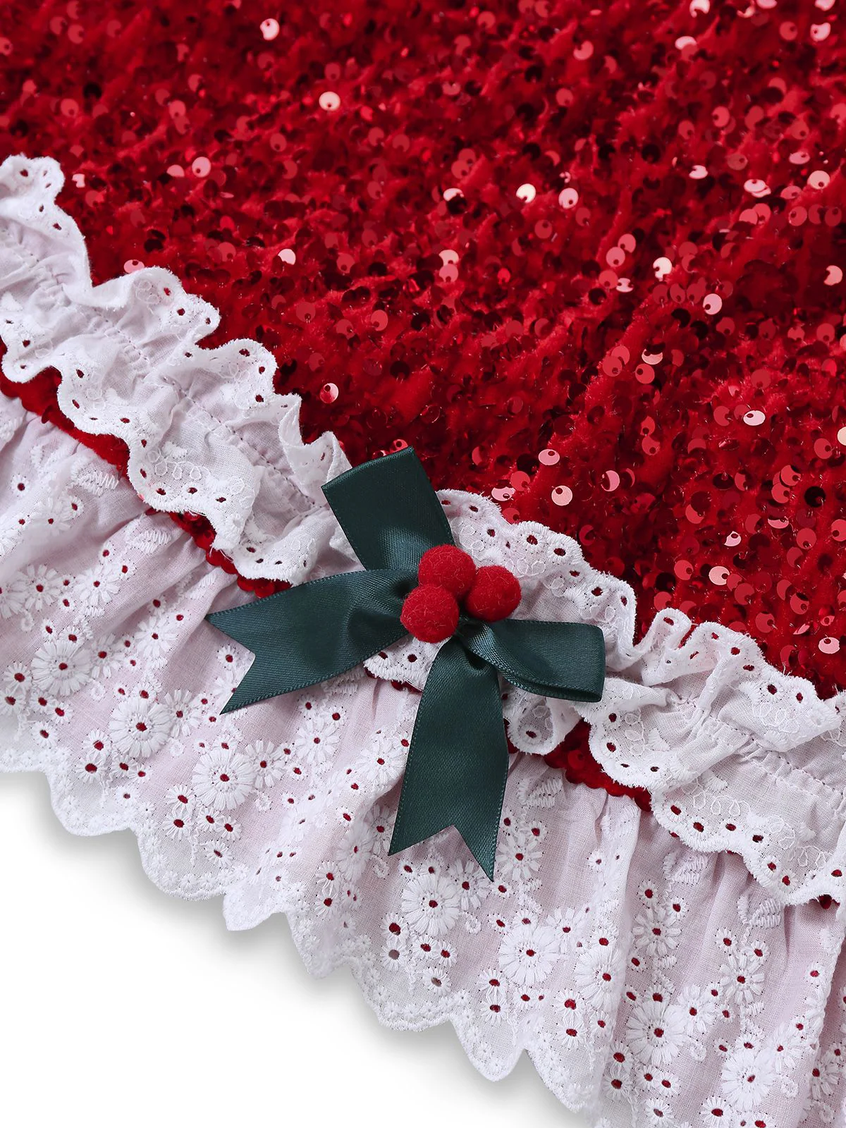 Robe rouge à nœud et sequins ourlet brut années 50 - Image 6