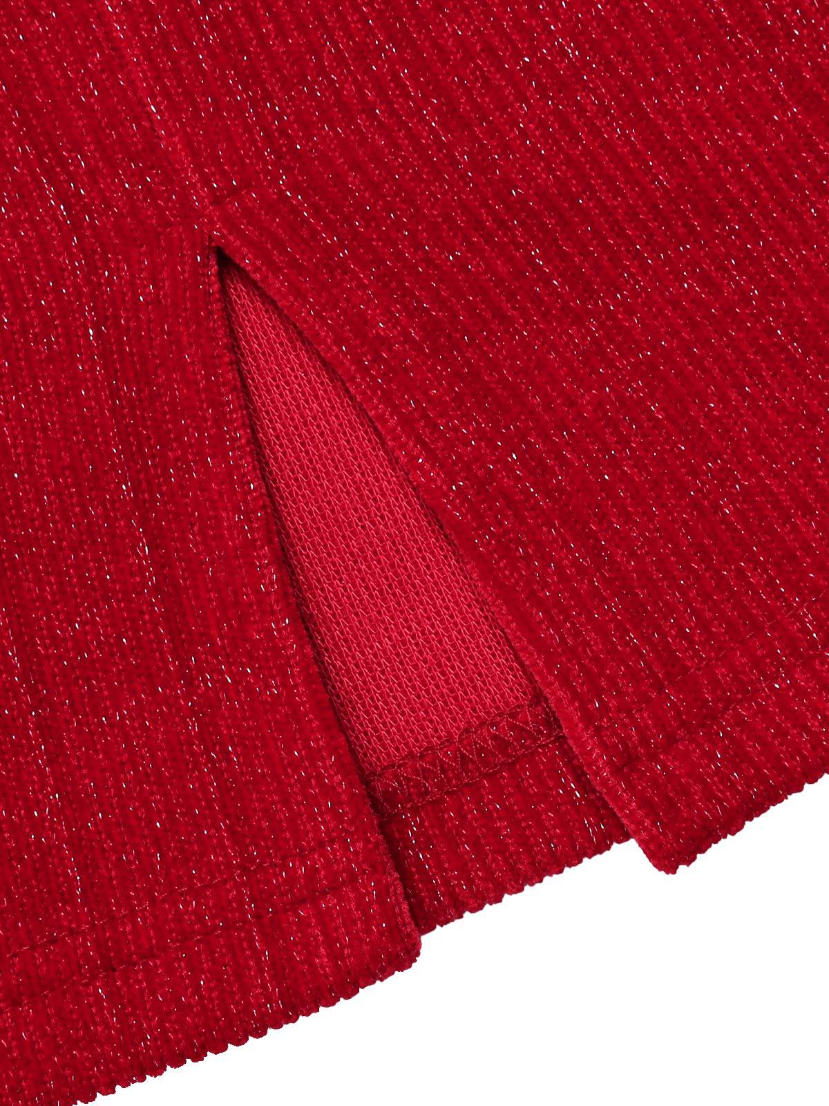 Robe rouge à épaules dénudées en fausse fourrure des années 1960 - Image 8