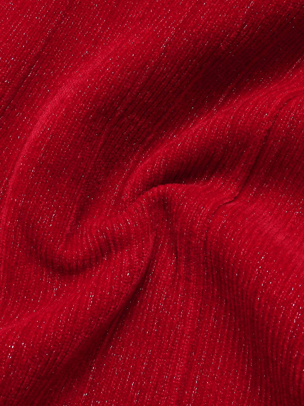 Robe rouge à épaules dénudées en fausse fourrure des années 1960 - Image 9