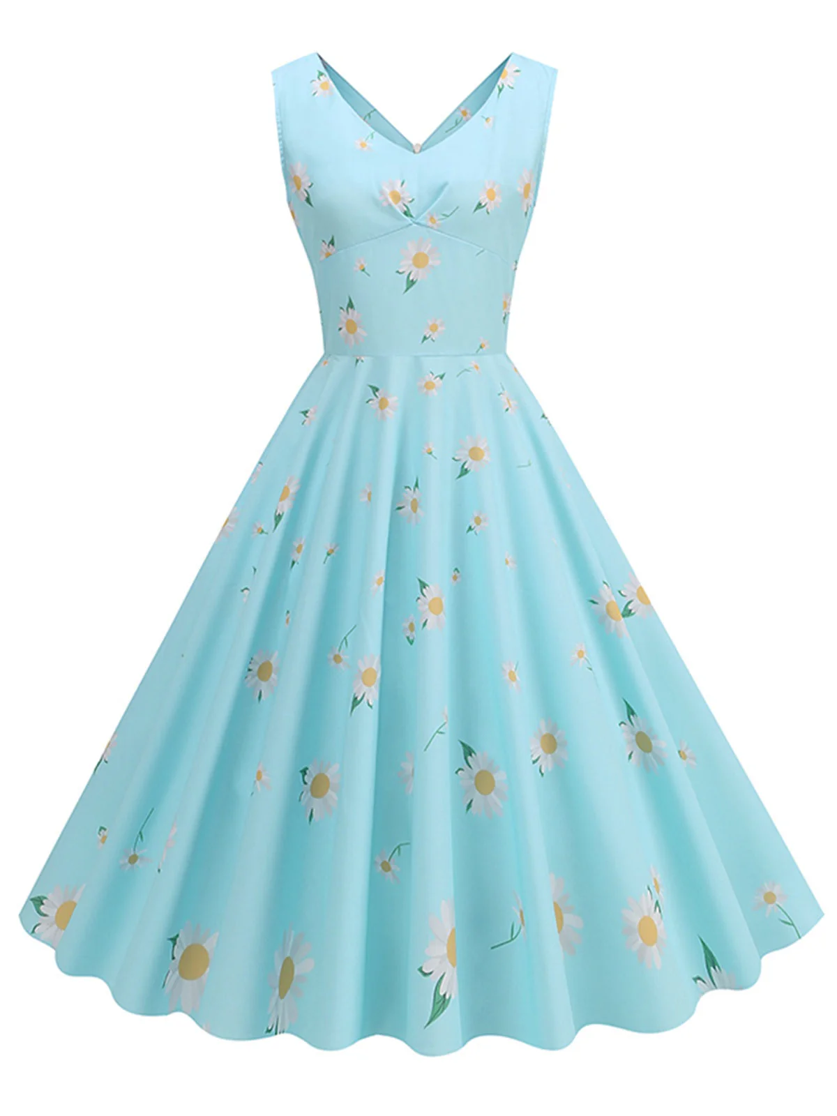 Robe sans manches à imprimé marguerites et fraises des années 1950 - Image 4