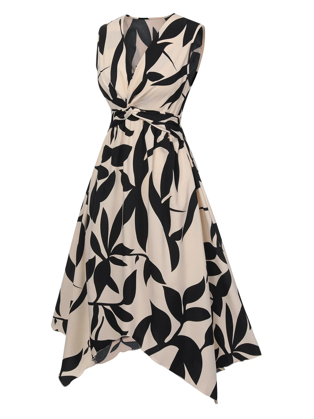 Robe sans manches à ourlet irrégulier torsadé des années 1940 - Image 11