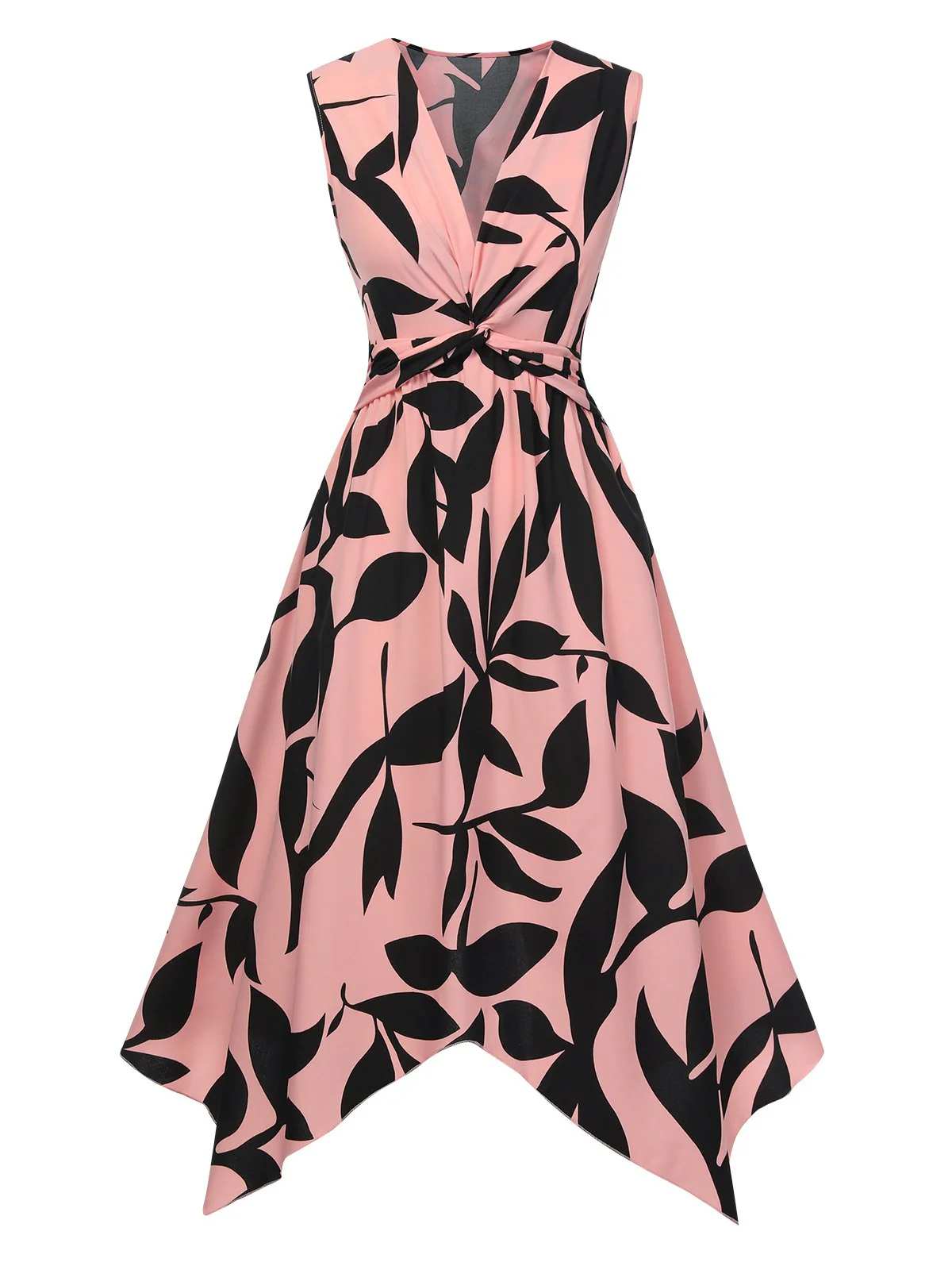 Robe sans manches à ourlet irrégulier torsadé des années 1940 - Image 16