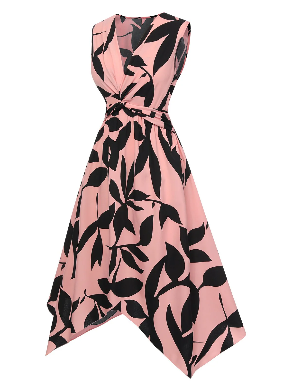 Robe sans manches à ourlet irrégulier torsadé des années 1940 - Image 18