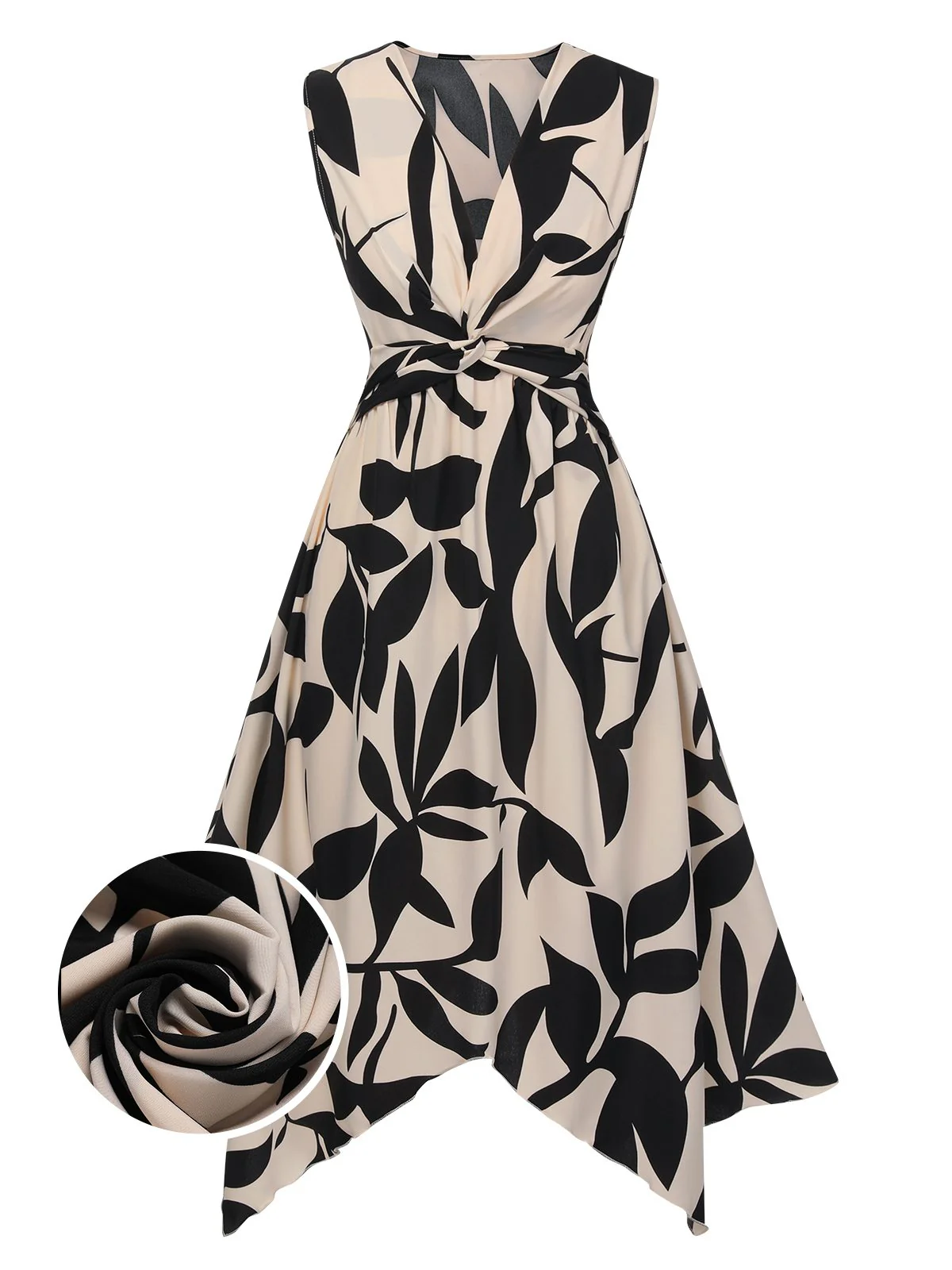 Robe sans manches à ourlet irrégulier torsadé des années 1940 - Image 8