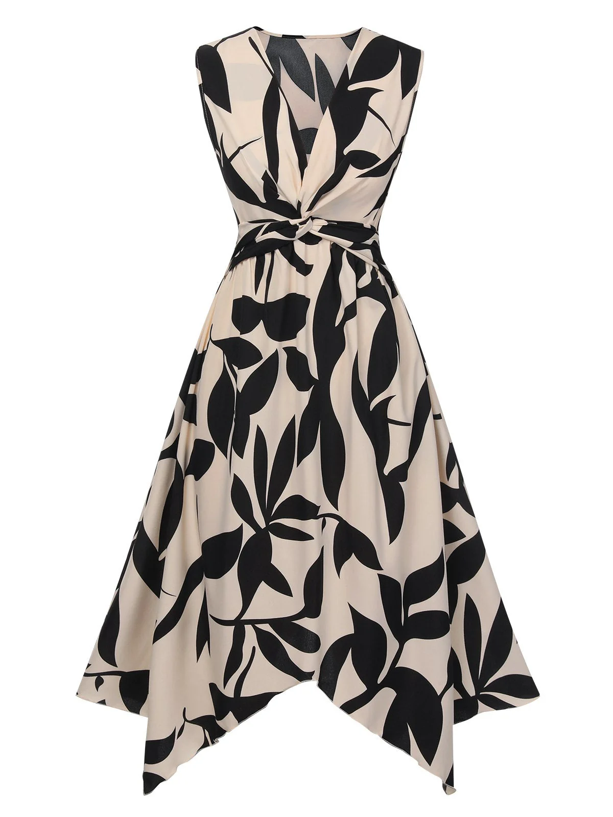 Robe sans manches à ourlet irrégulier torsadé des années 1940 - Image 9