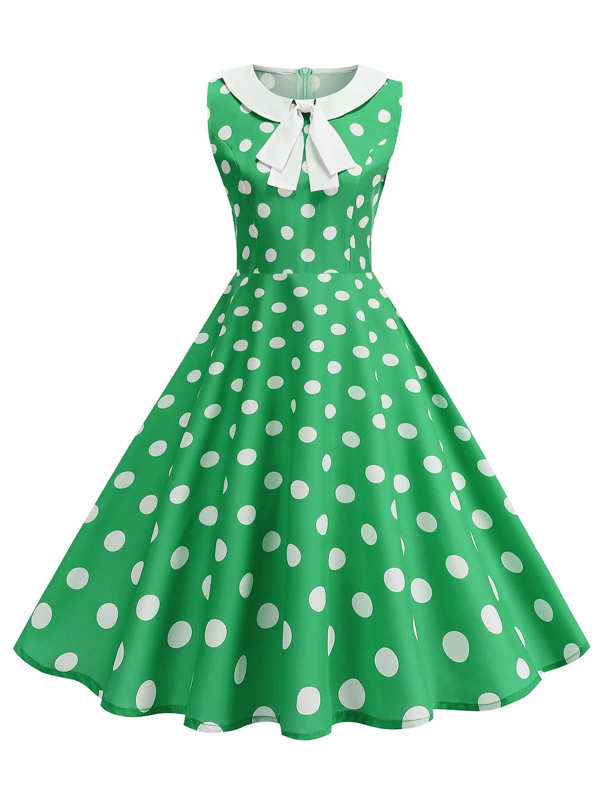 Robe sans manches à pois et col Claudine années 1950 - Image 10