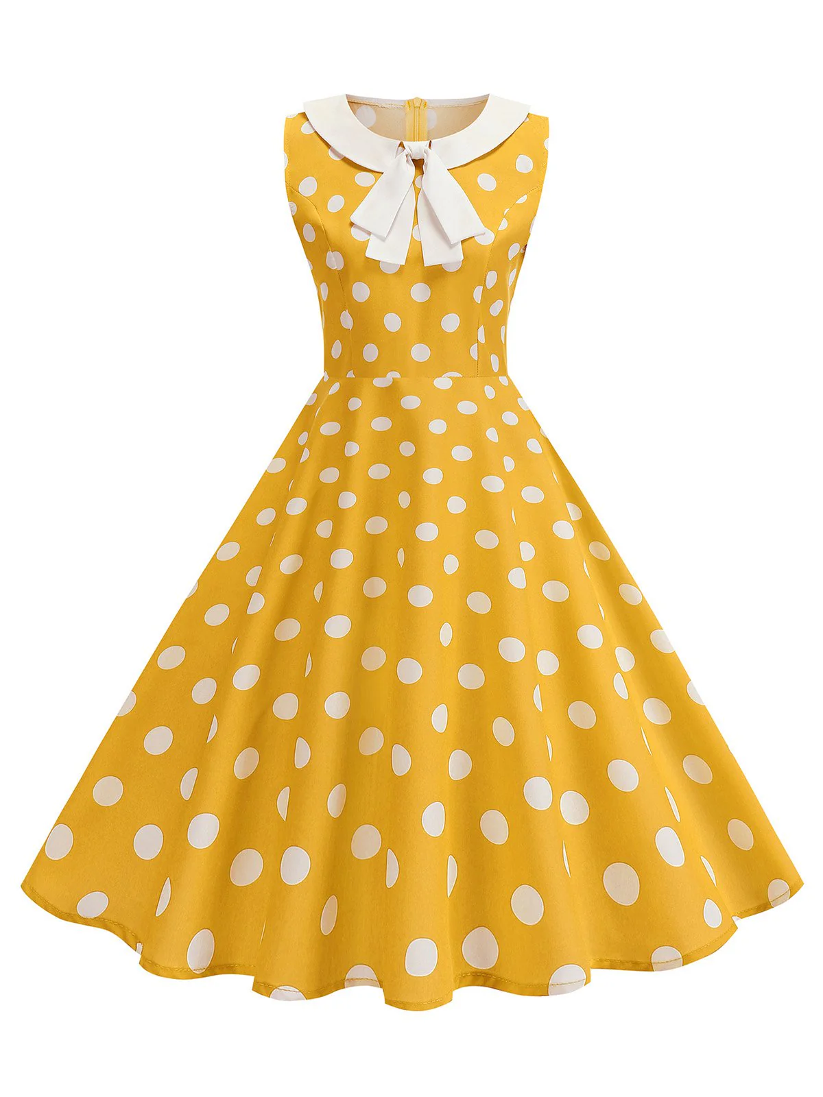 Robe sans manches à pois et col Claudine années 1950 - Image 11