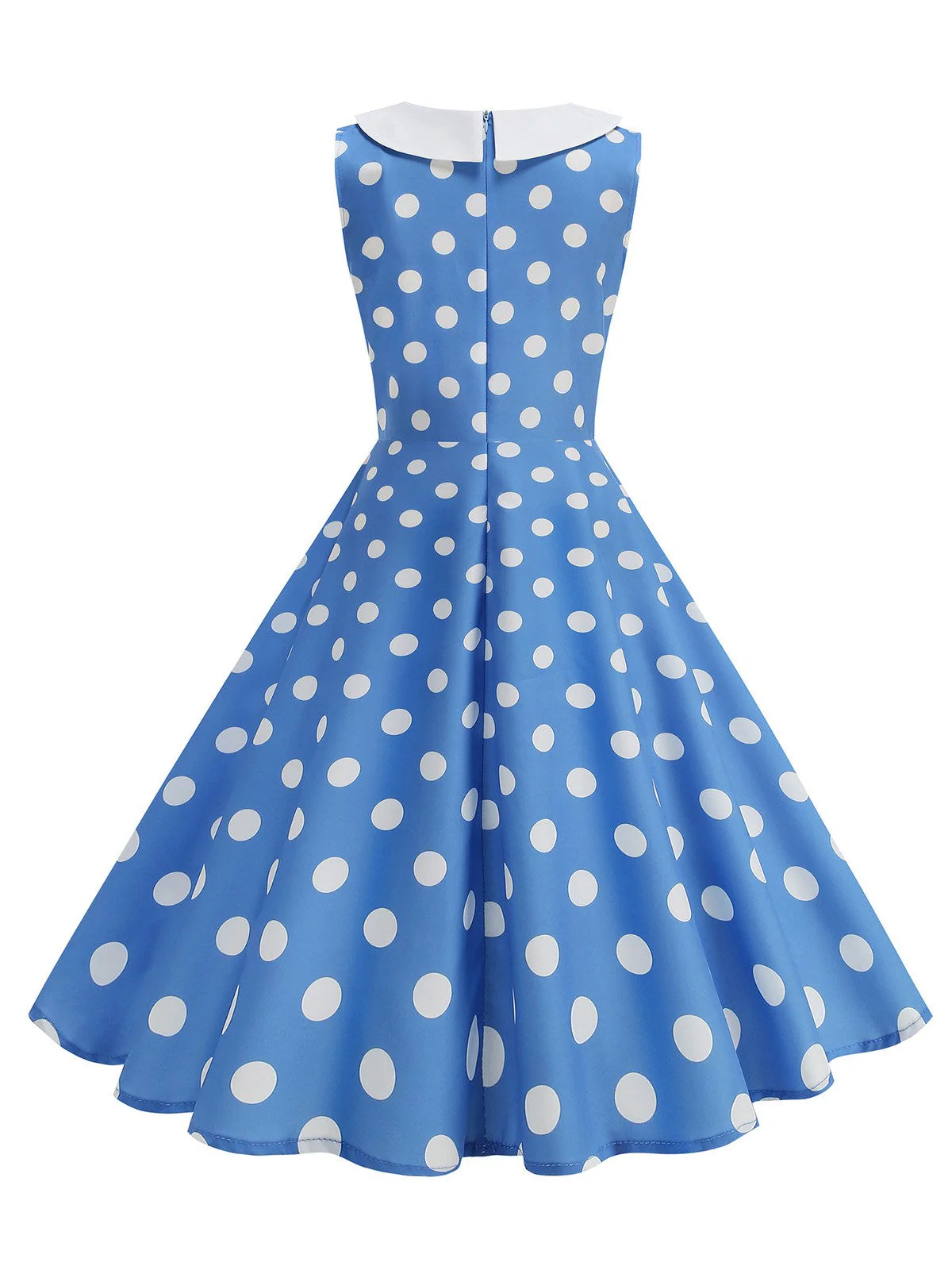 Robe sans manches à pois et col Claudine années 1950 - Image 2