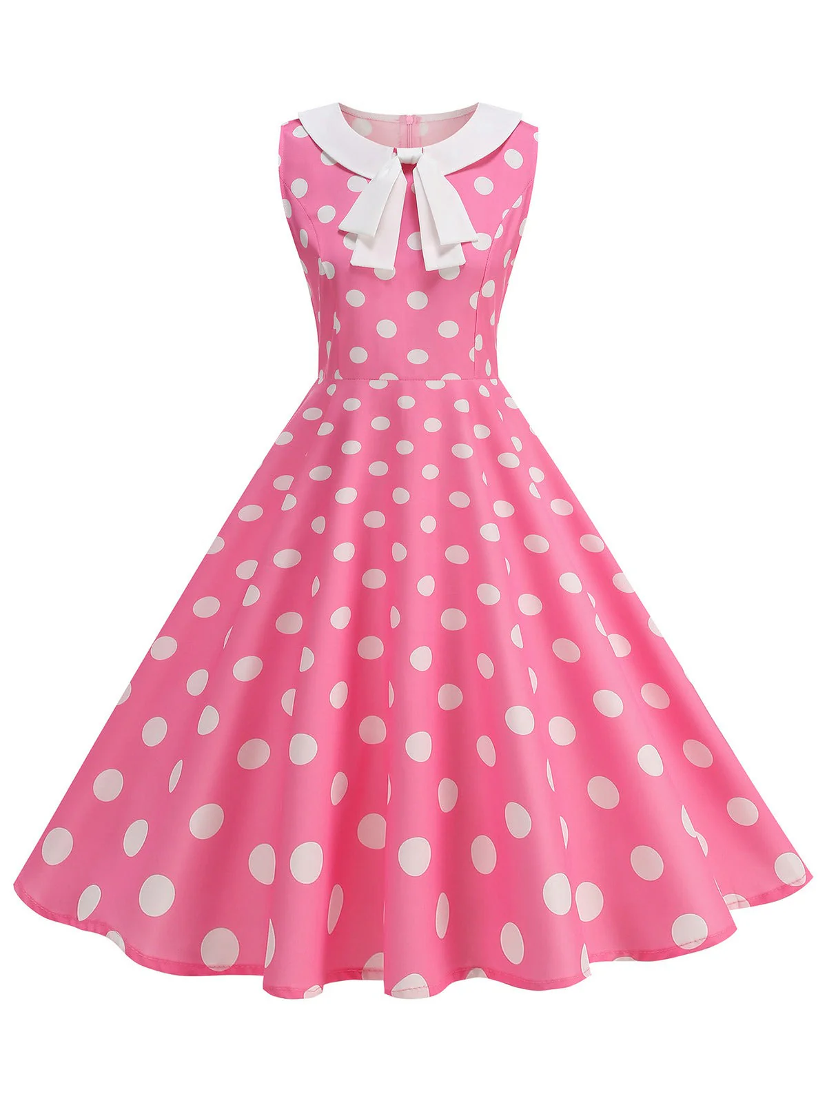Robe sans manches à pois et col Claudine années 1950 - Image 6