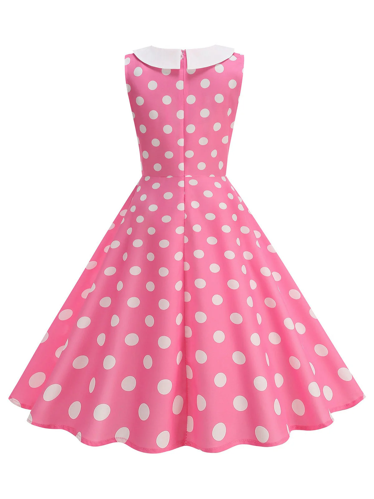 Robe sans manches à pois et col Claudine années 1950 - Image 7