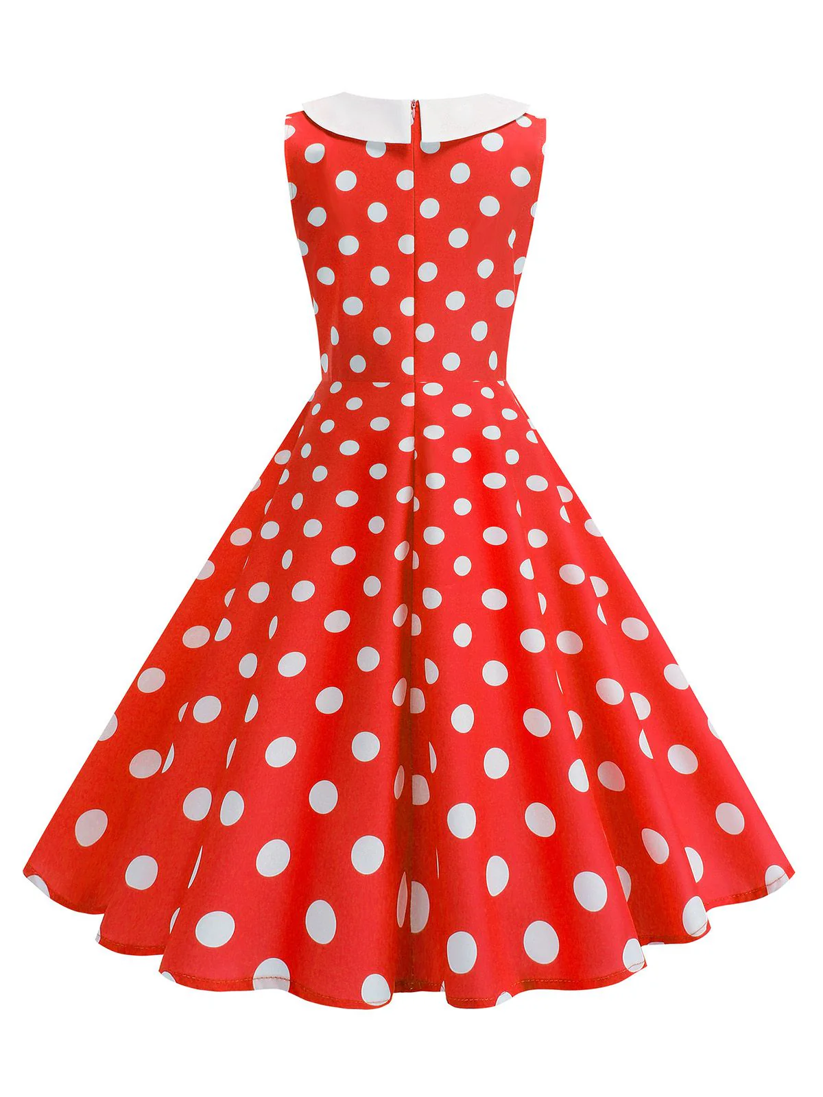 Robe sans manches à pois et col Claudine années 1950 - Image 9